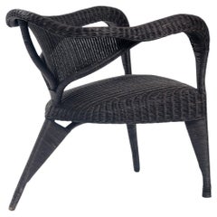 Fauteuil tripode en rotin organique, 2, 1980