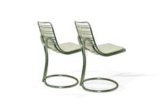 Sculptural Tubular, Chromed Metal Pair of Chair, Attributed to Gastone Rinaldi