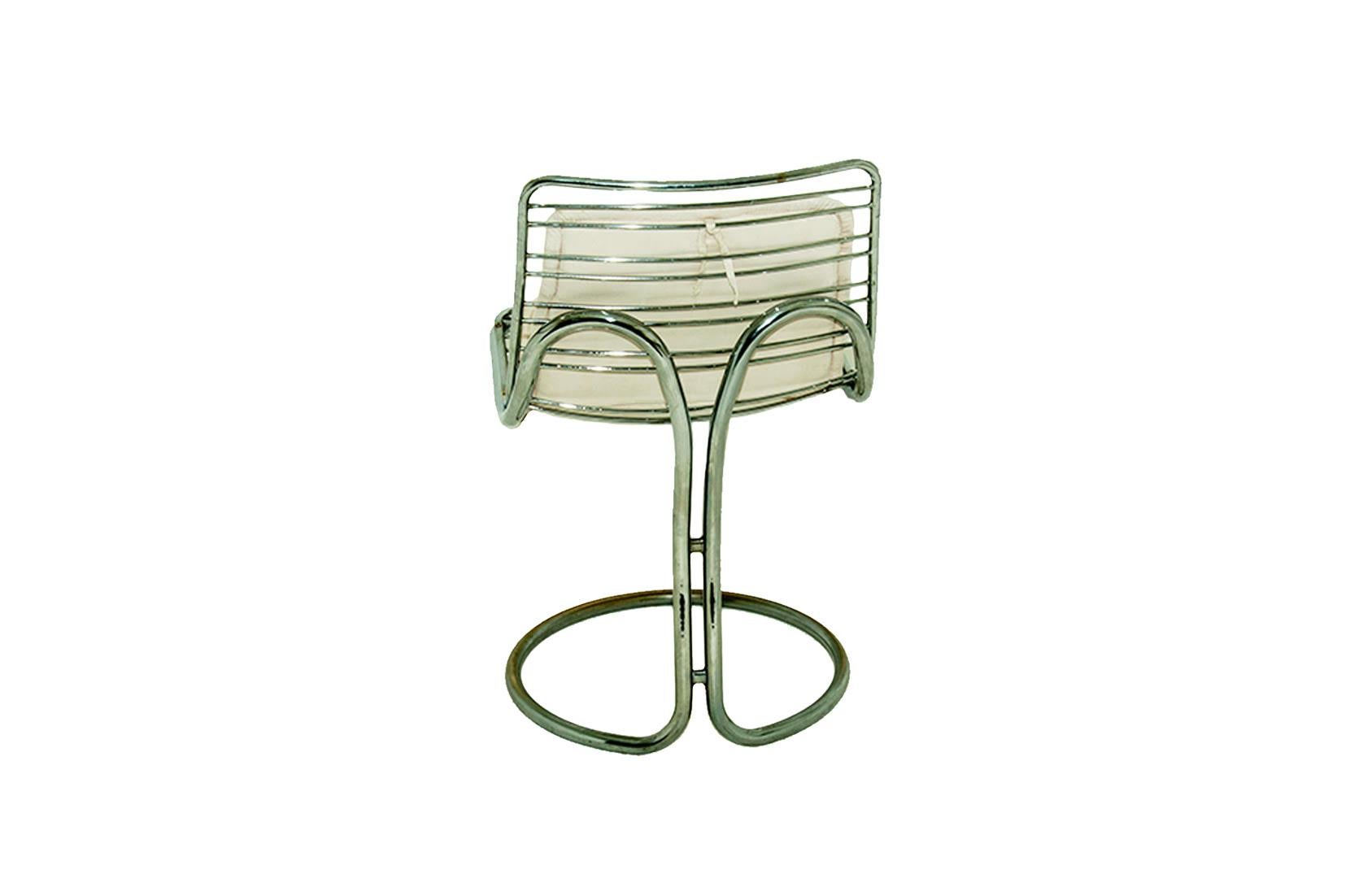 Sculptural Tubular, Chromed Metal Pair of Chair, Attributed to Gastone Rinaldi 2