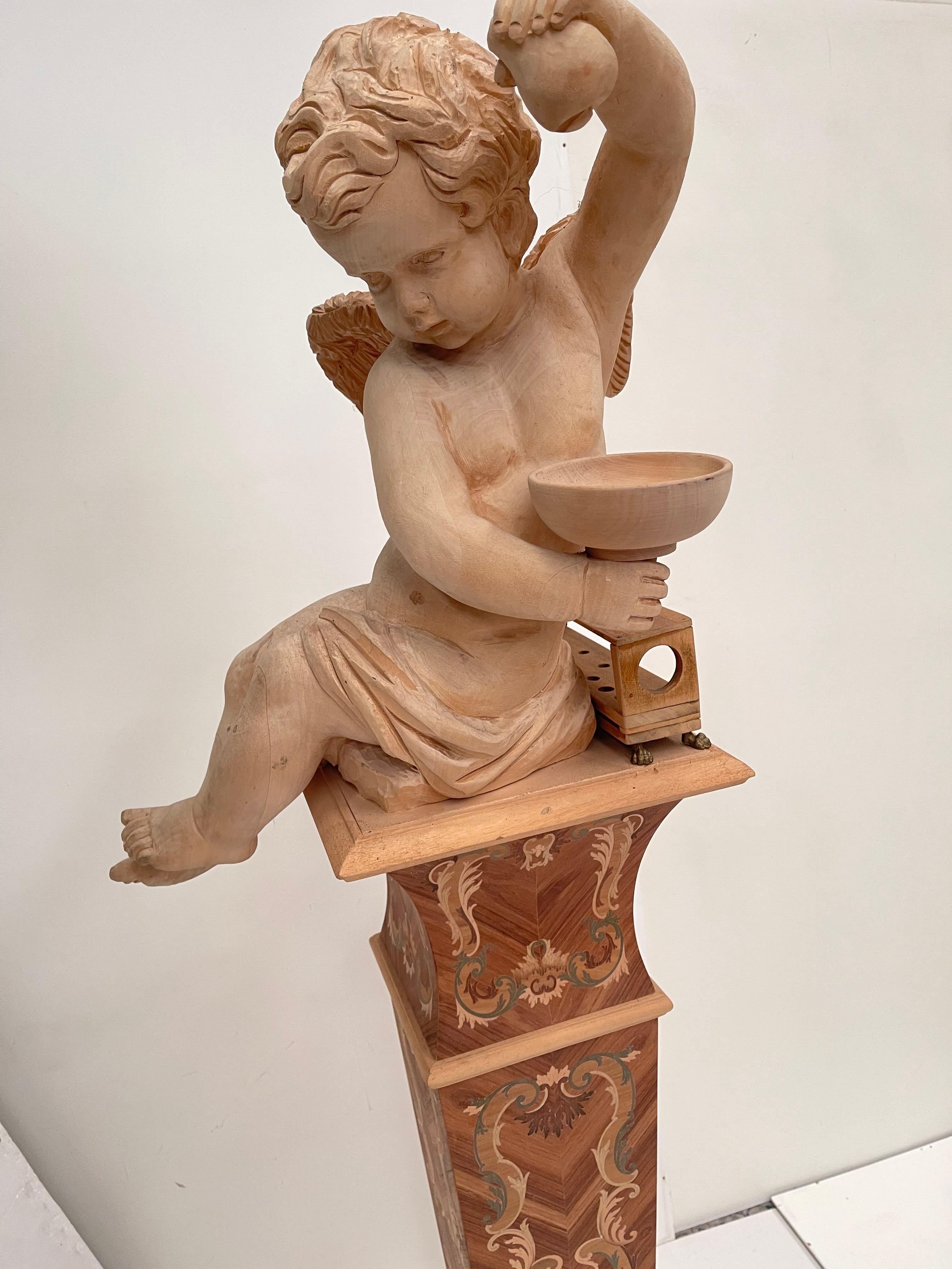 Italian Colonna scultura in legno grezzo recuperata in laboratorio di famous scultore 70 For Sale