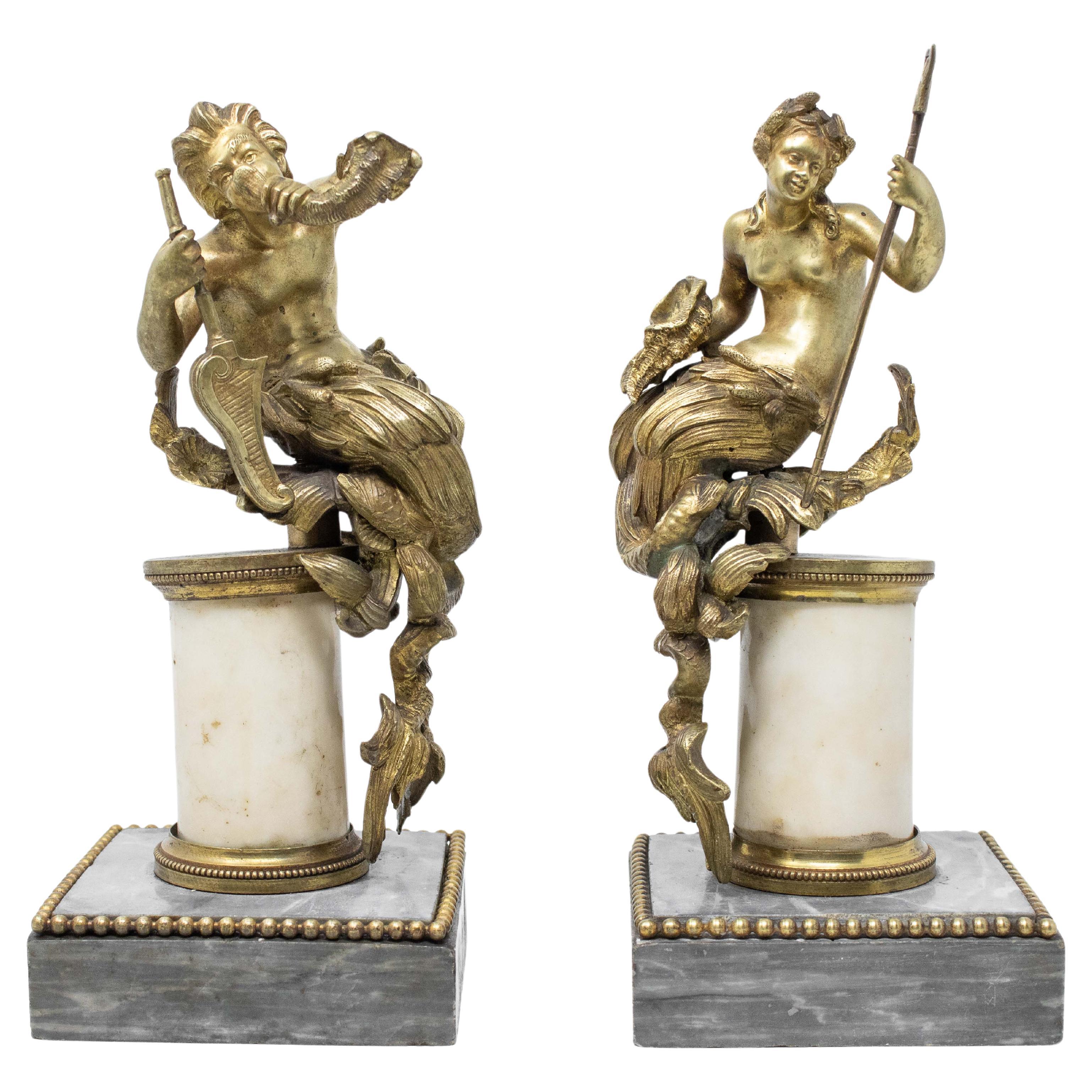 Bronzeskulpturen Nereide und Triton 19. Jahrhundert