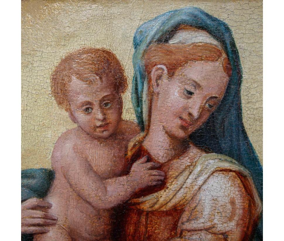 Italian Scuola emiliana, XVIII secolo, Madonna con Bambino in vendita