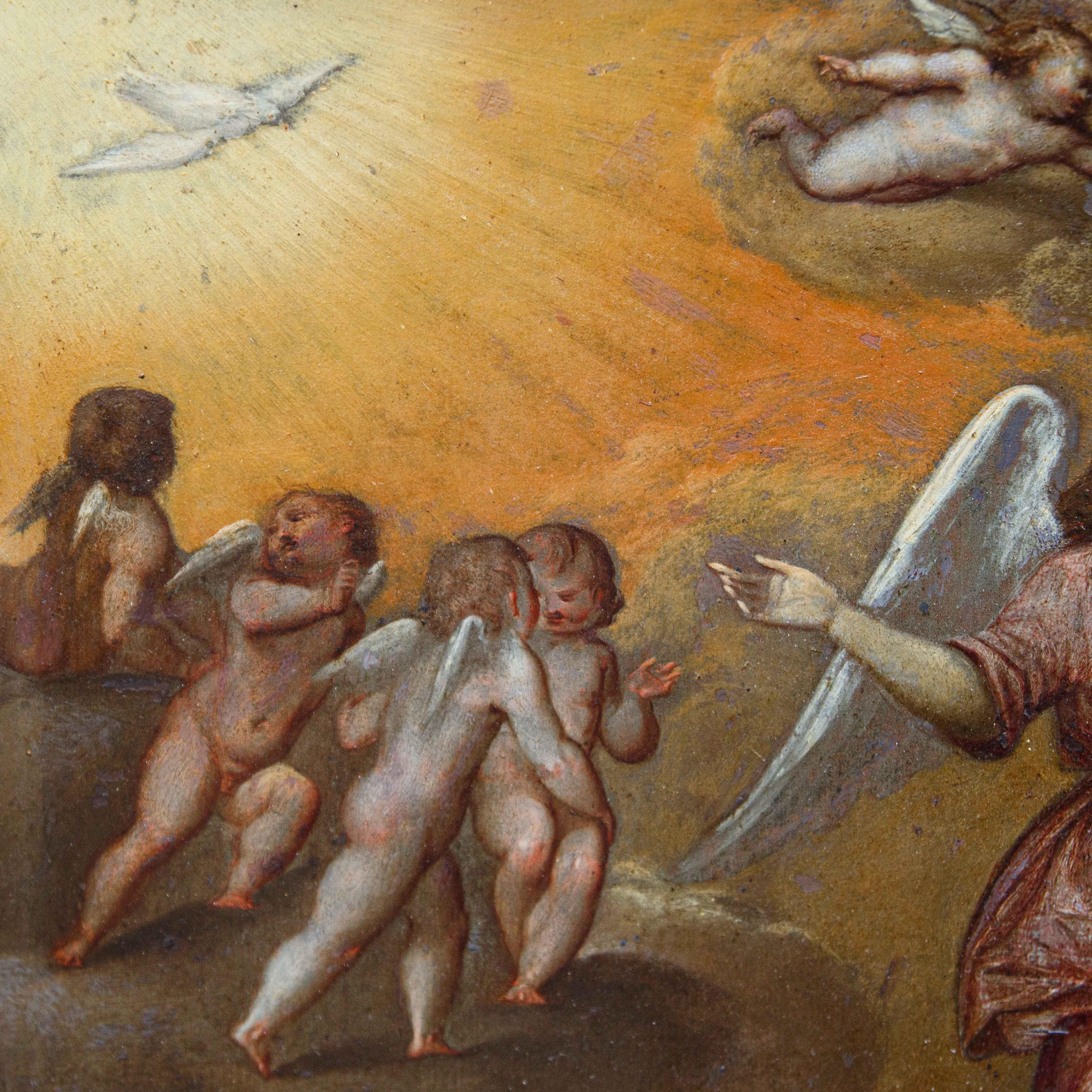 A olio Scuola fiamminga, XVII secolo, Annunciazione in vendita