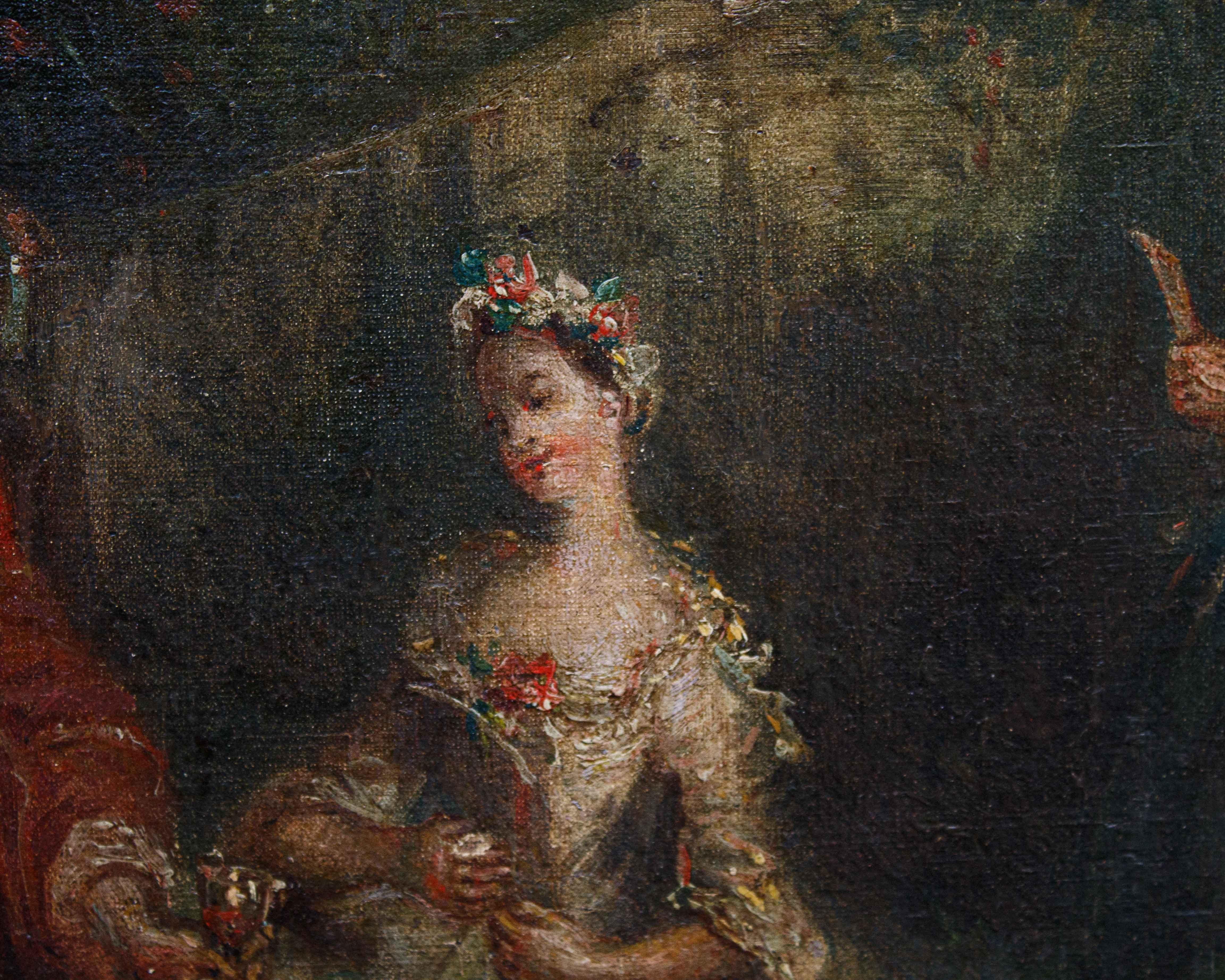 Scuola Francese, XVIII secolo, Giardino con figure 18th Century and Earlier en venta