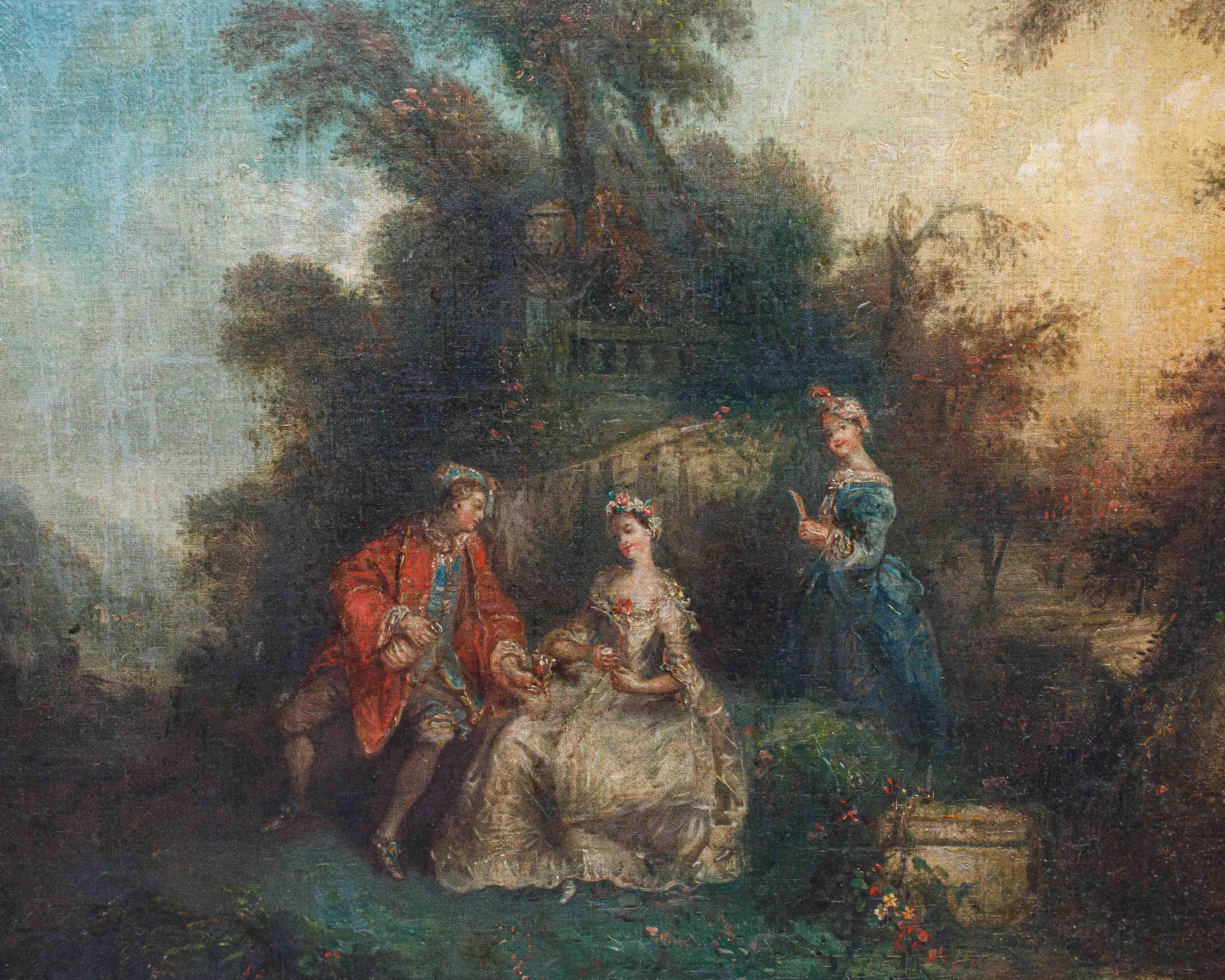 Scuola Francese, XVIII secolo, Giardino con figure en venta 1