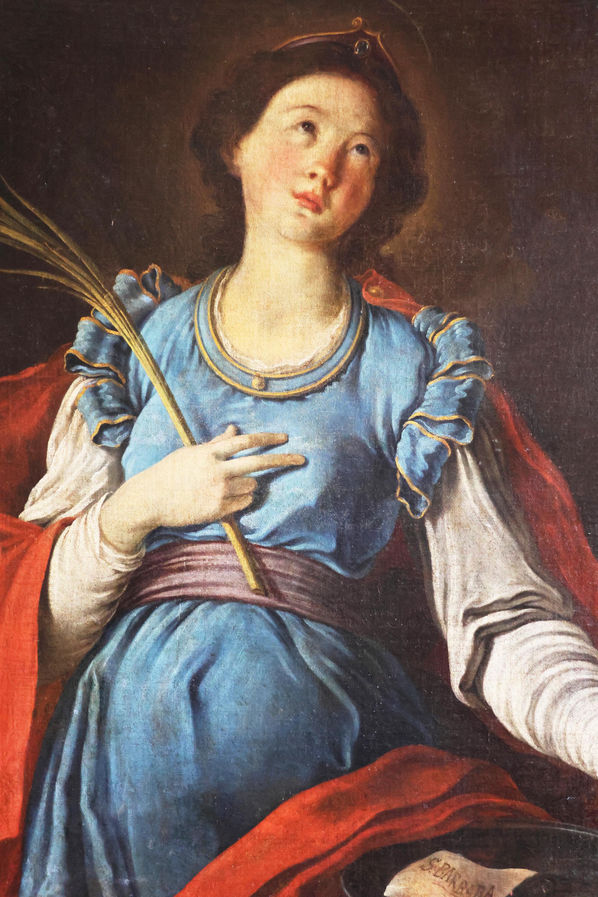 Description
Santa Barbara
Oil on canvas
cm 93x71

The painting depicts St. Barbara, a highly revered Christian saint, especially as the patron saint of miners, gunners and firefighters. This is evident from several iconographic attributes in the