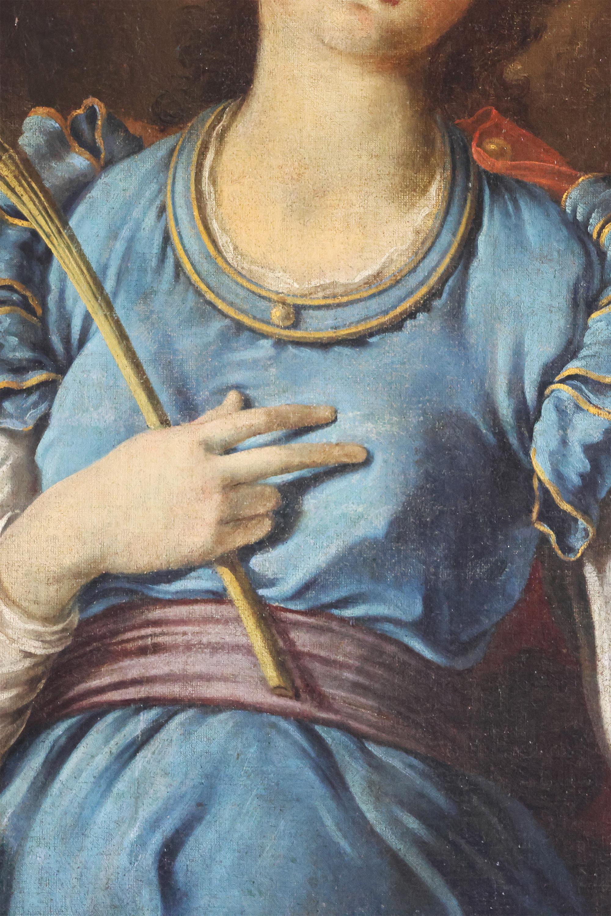 Oiled Italian School; Saint Barbara, 18th century, oil on canvas For Sale