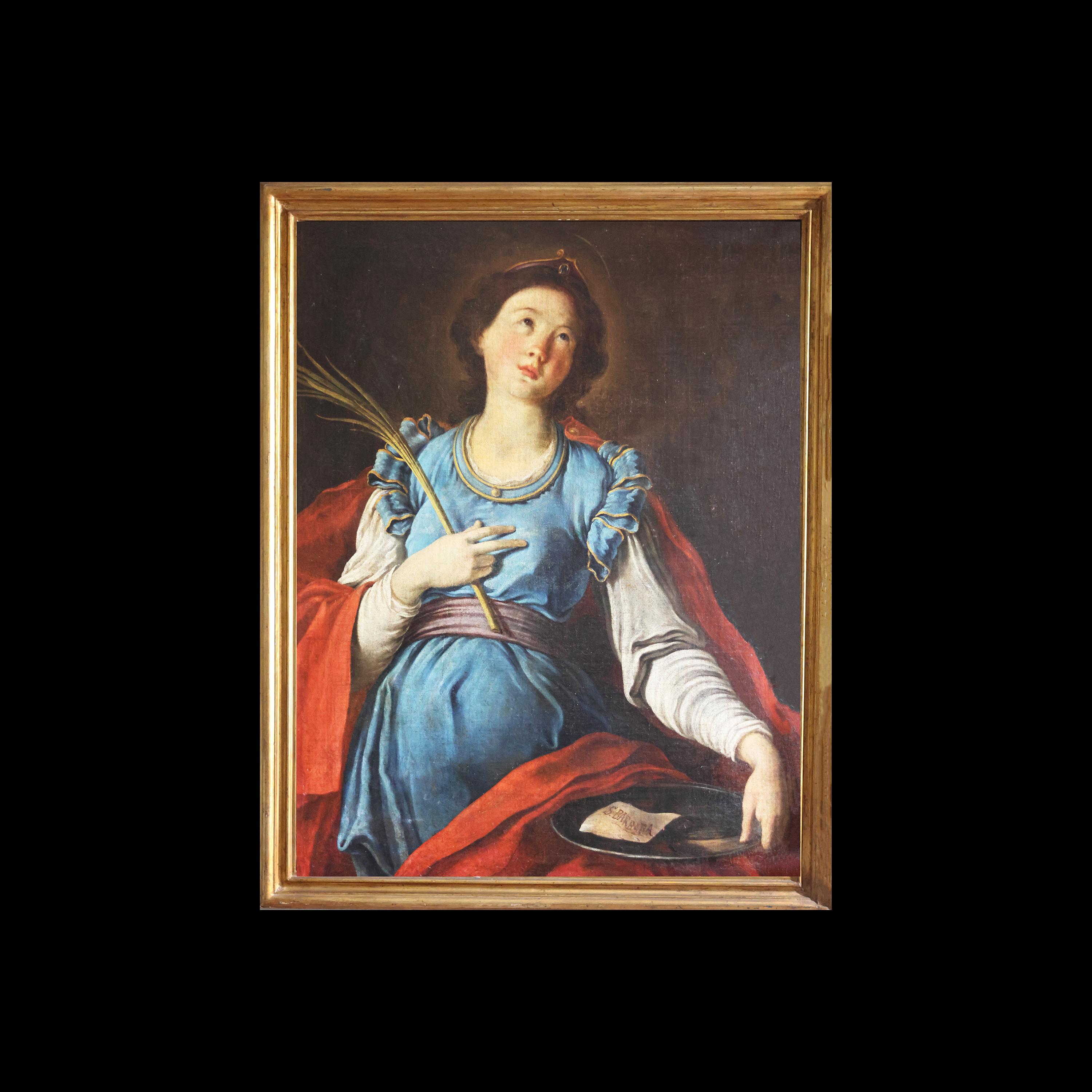 Italian School; Saint Barbara, 18th century, oil on canvas In Fair Condition For Sale In Brescia, IT