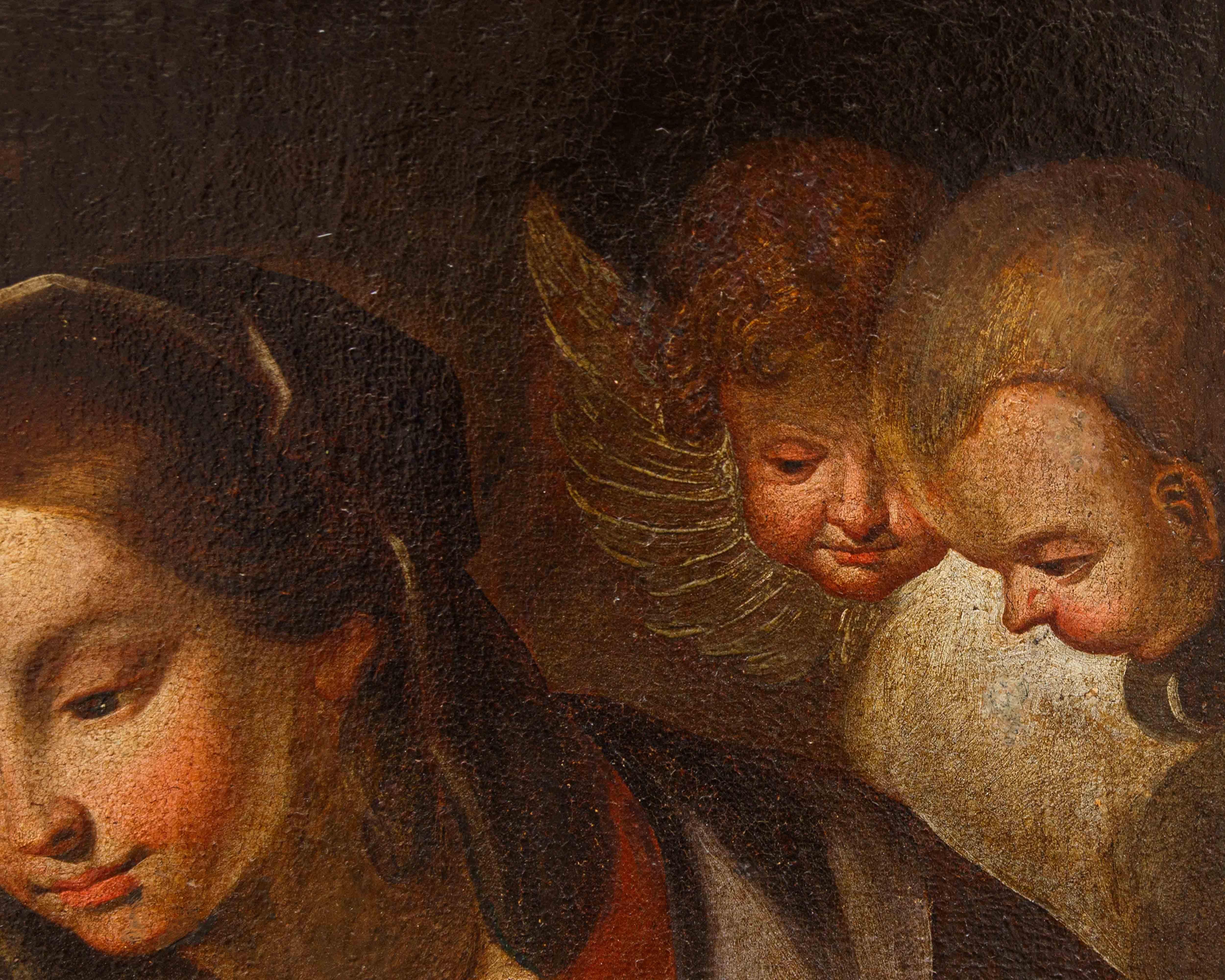 Scuola italiana, XVII secolo, Madonna con il Bambino e San Giovannino in vendita 5