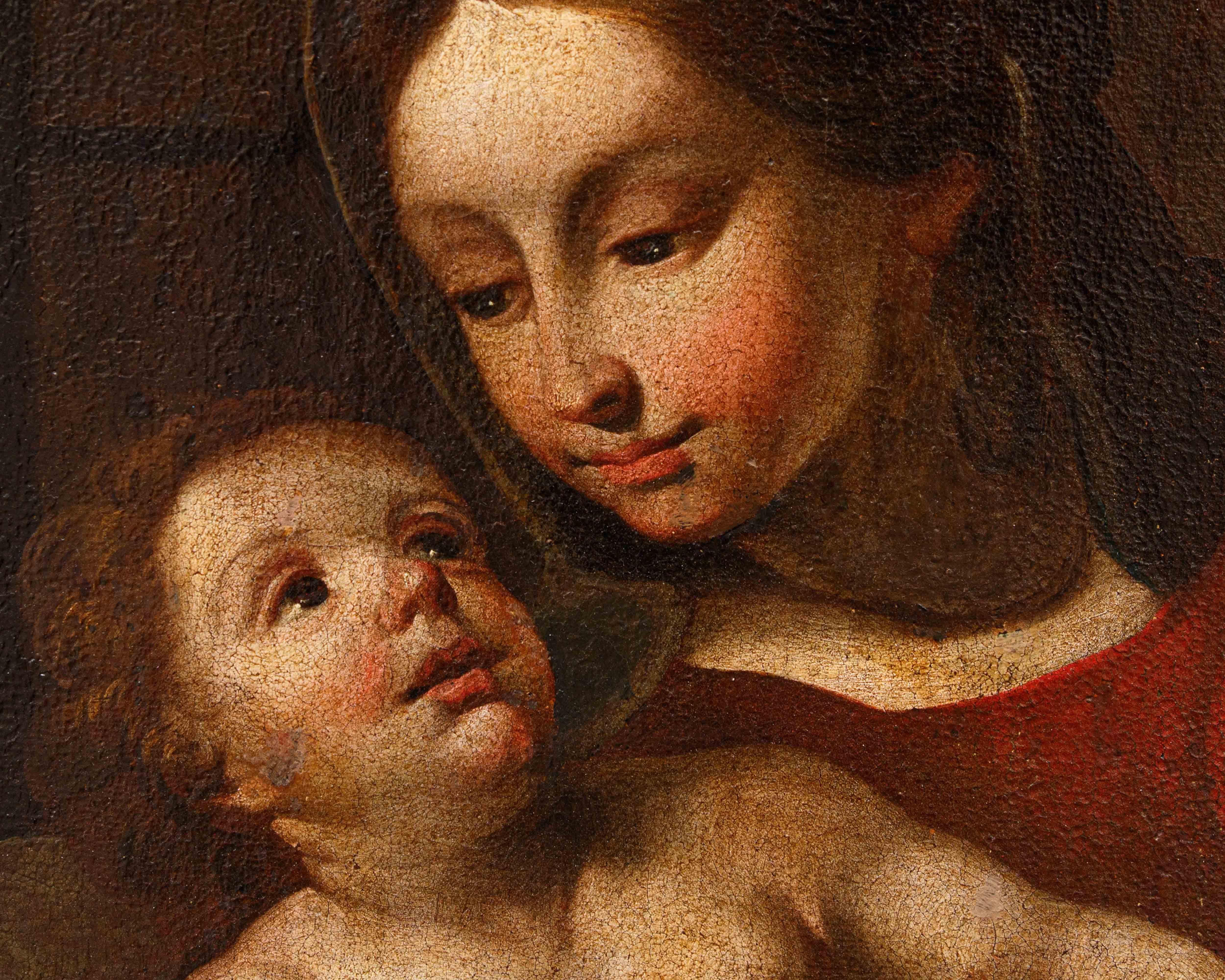 Italian Scuola italiana, XVII secolo, Madonna con il Bambino e San Giovannino in vendita