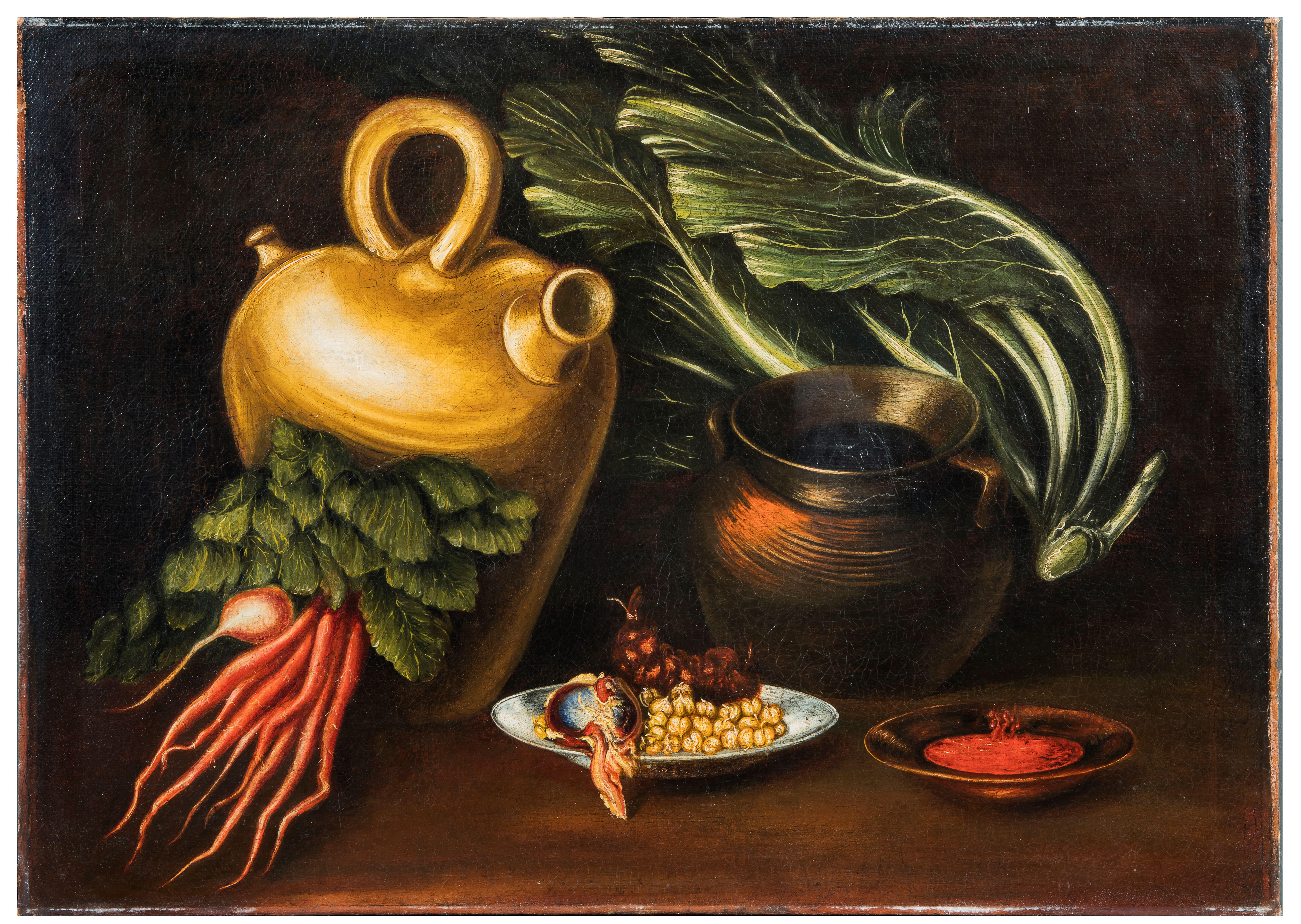 Lombardische Schule des 18./19. Jahrhunderts
A) B) Stilleben
Paar Öl auf Leinwand
61 x 86 cm