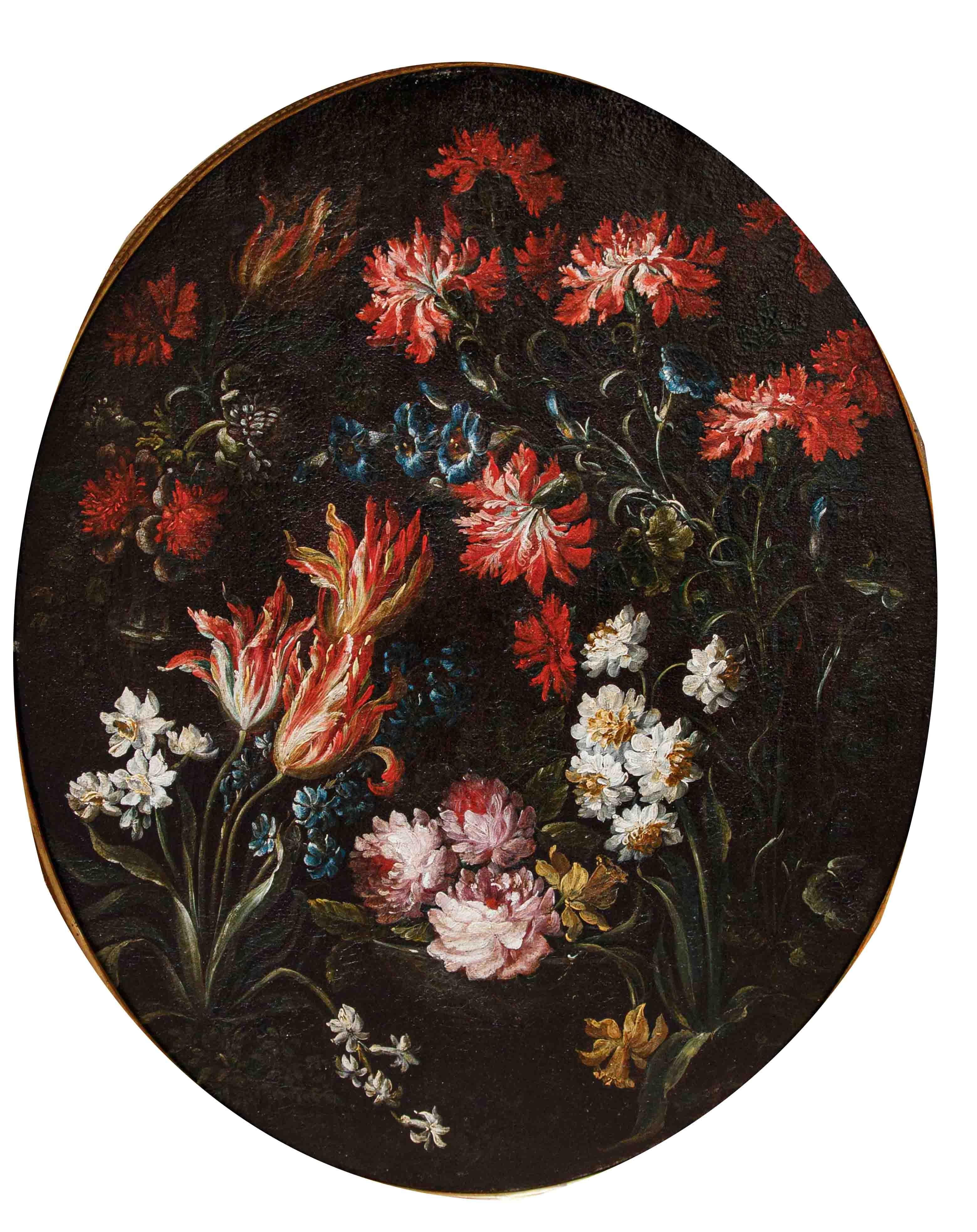 Scuola lombarda, XVII secolo, Natura morta con fiori in vendita 5