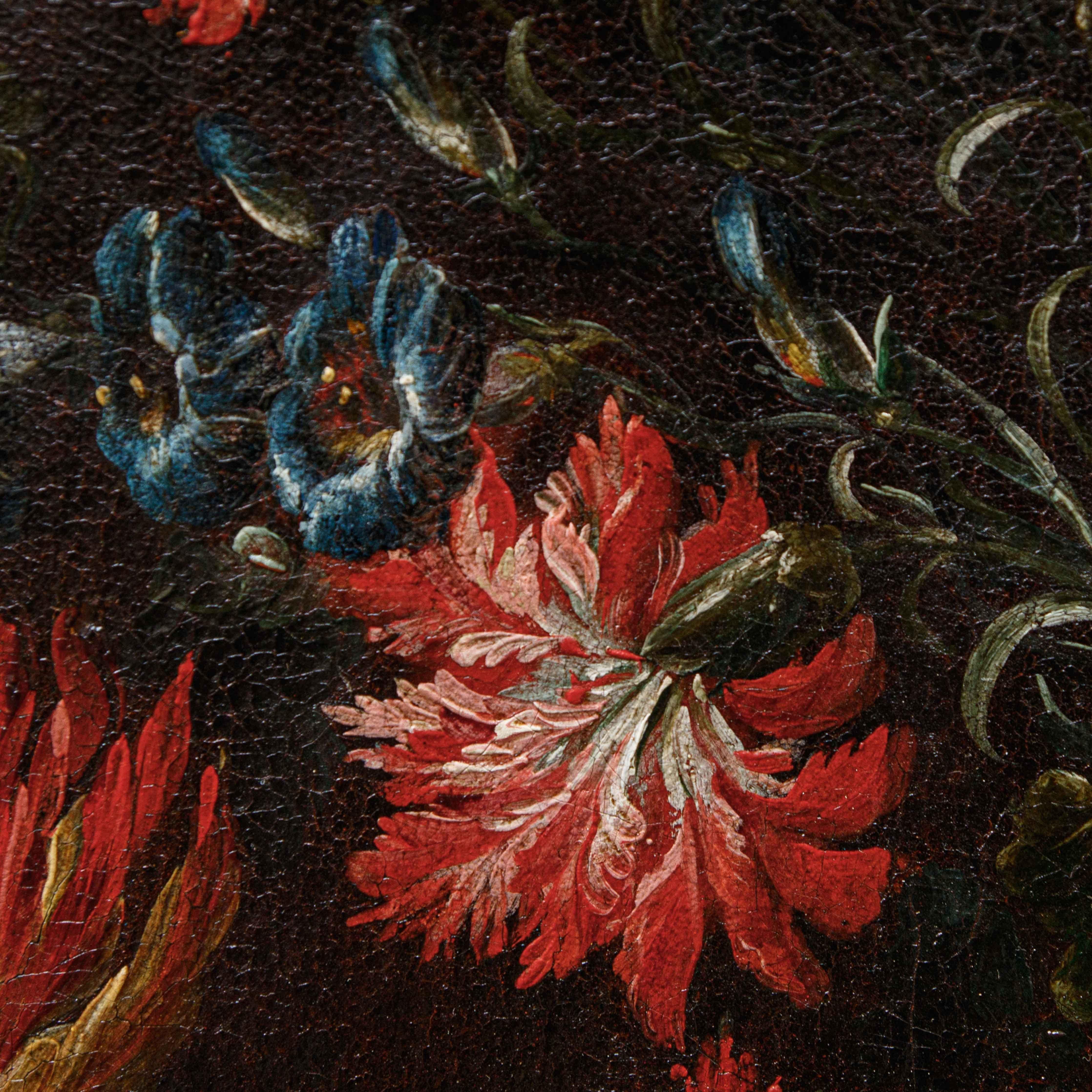 A olio Scuola lombarda, XVII secolo, Natura morta con fiori in vendita