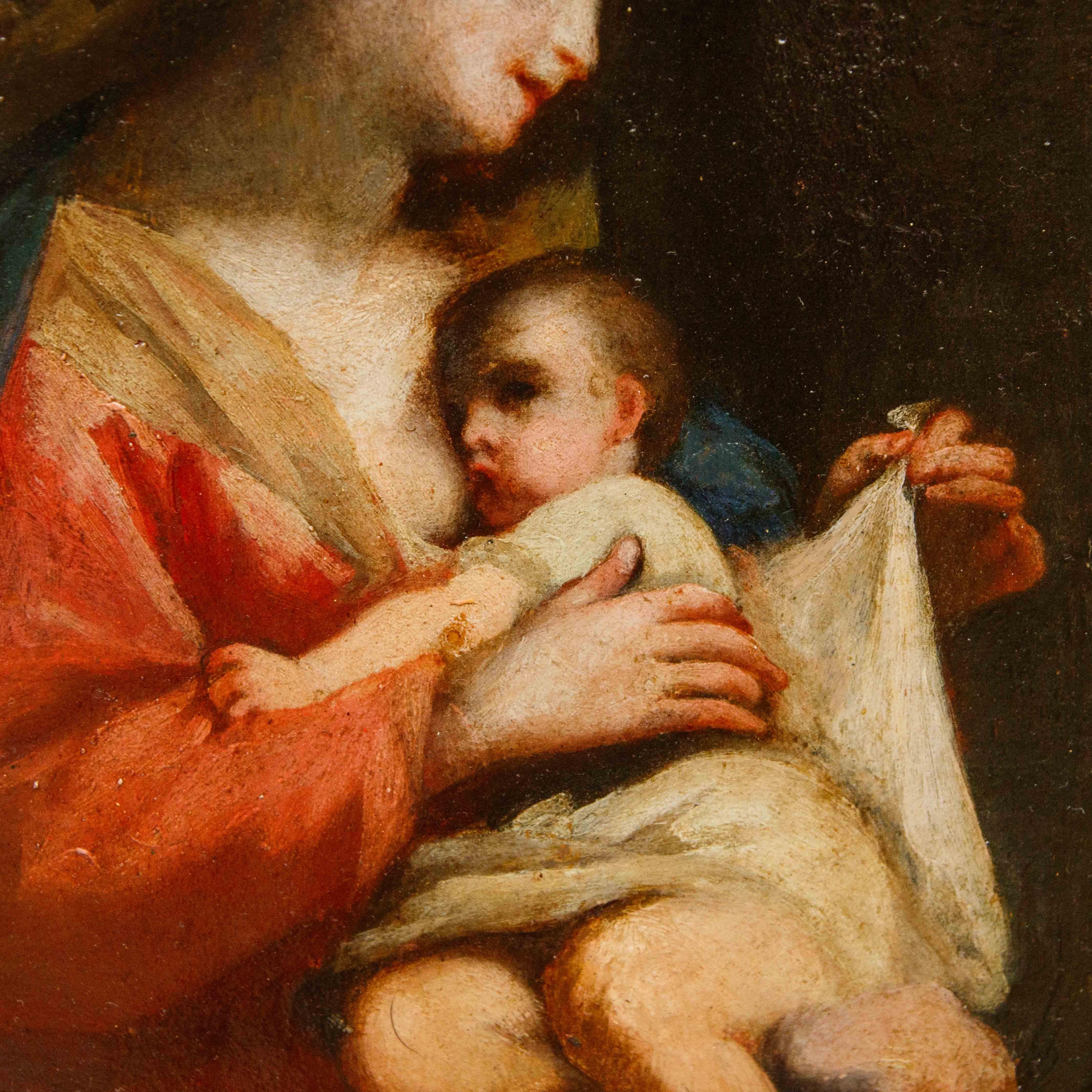 Escuela mantuana, siglo XVIII, Virgen amamantando al Niño Otro en venta