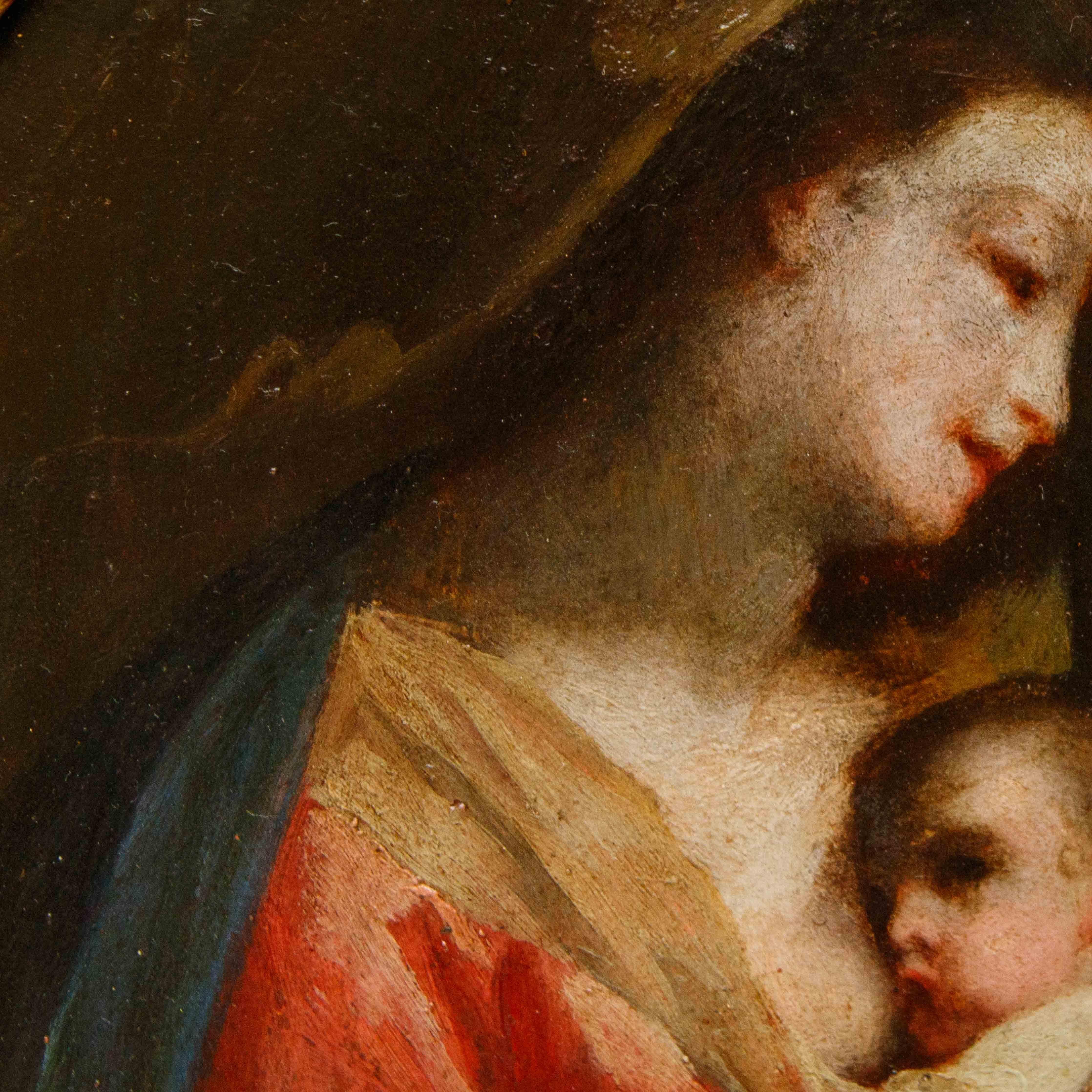 Escuela mantuana, siglo XVIII, Virgen amamantando al Niño Aceitado en venta