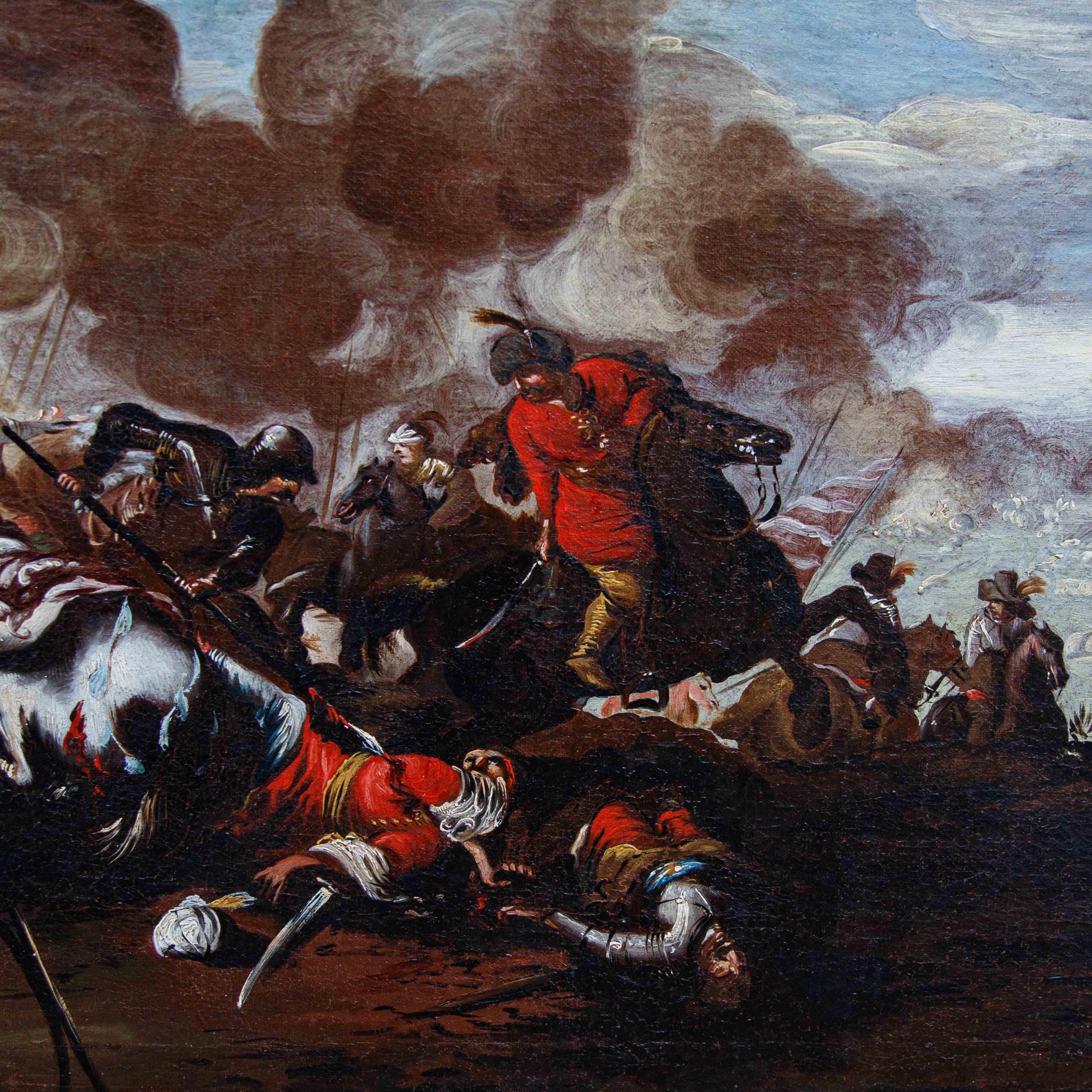 Italian Neapolitan school, 17th century, battle scenes For Sale