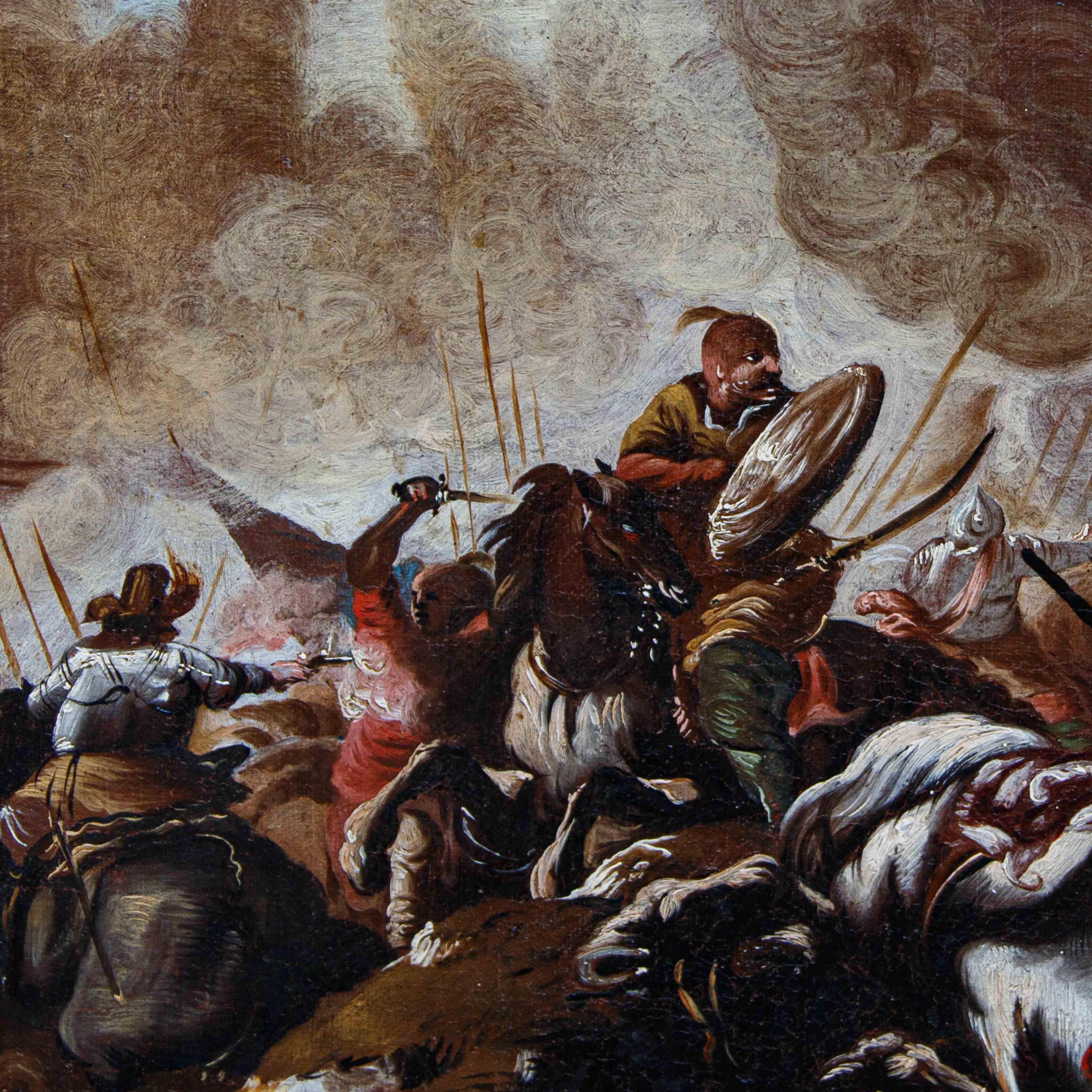 Neapolitan school, 17th century, battle scenes In Good Condition For Sale In Milan, IT