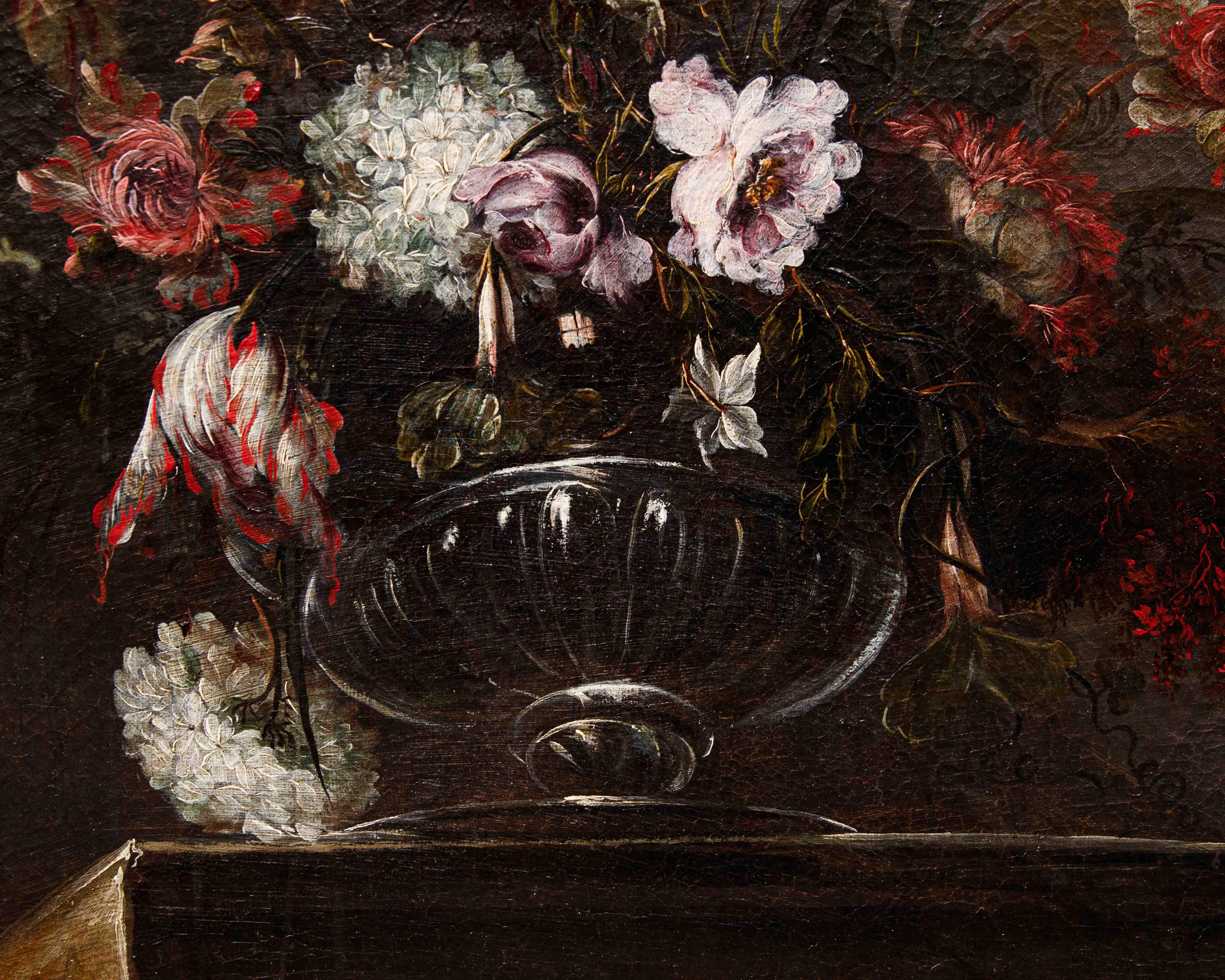 Altro Scuola napoletana, XVIII secolo, Vaso di fiori su base in marmo in vendita