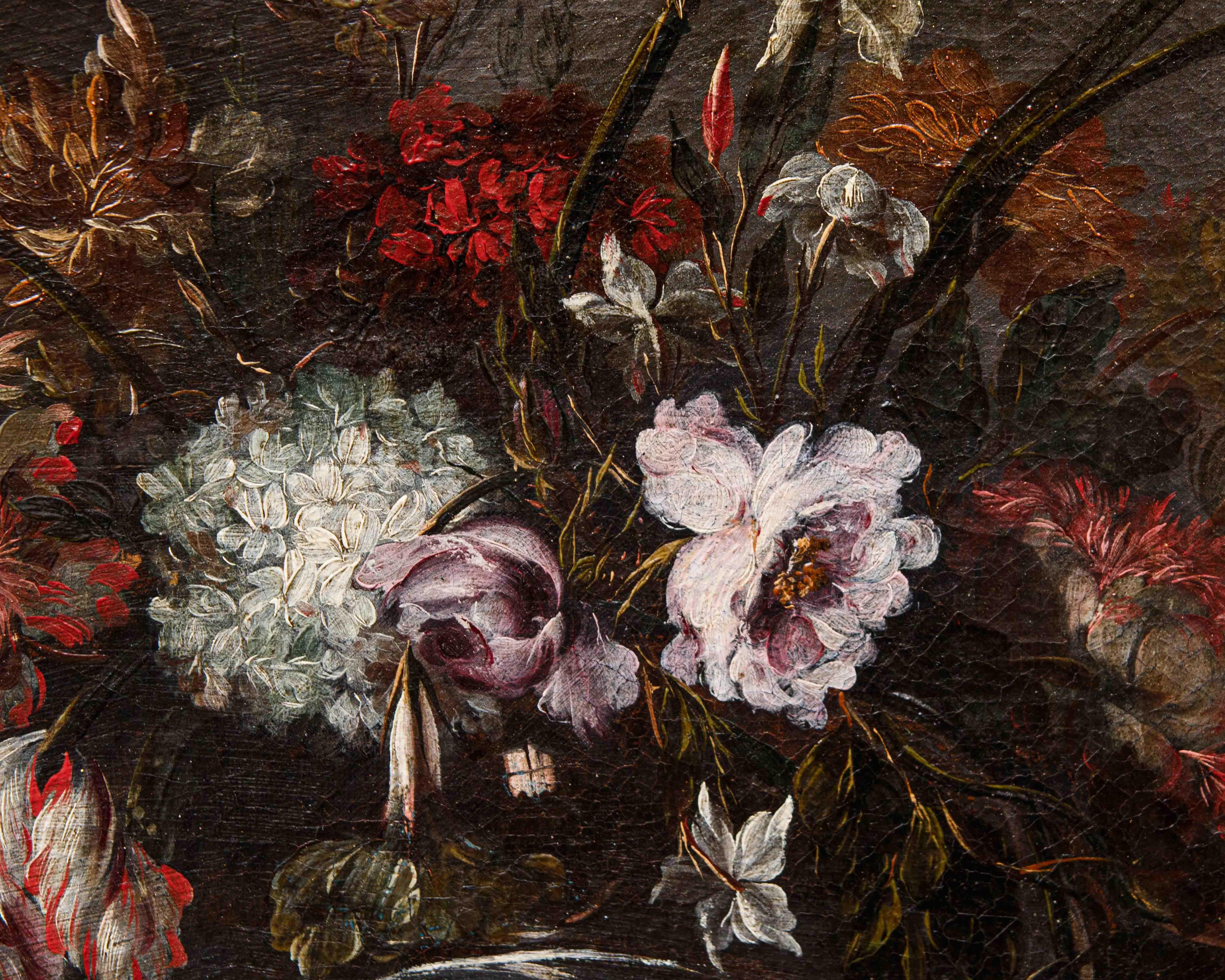 18th Century and Earlier Scuola napoletana, XVIII secolo, Vaso di fiori su base in marmo in vendita