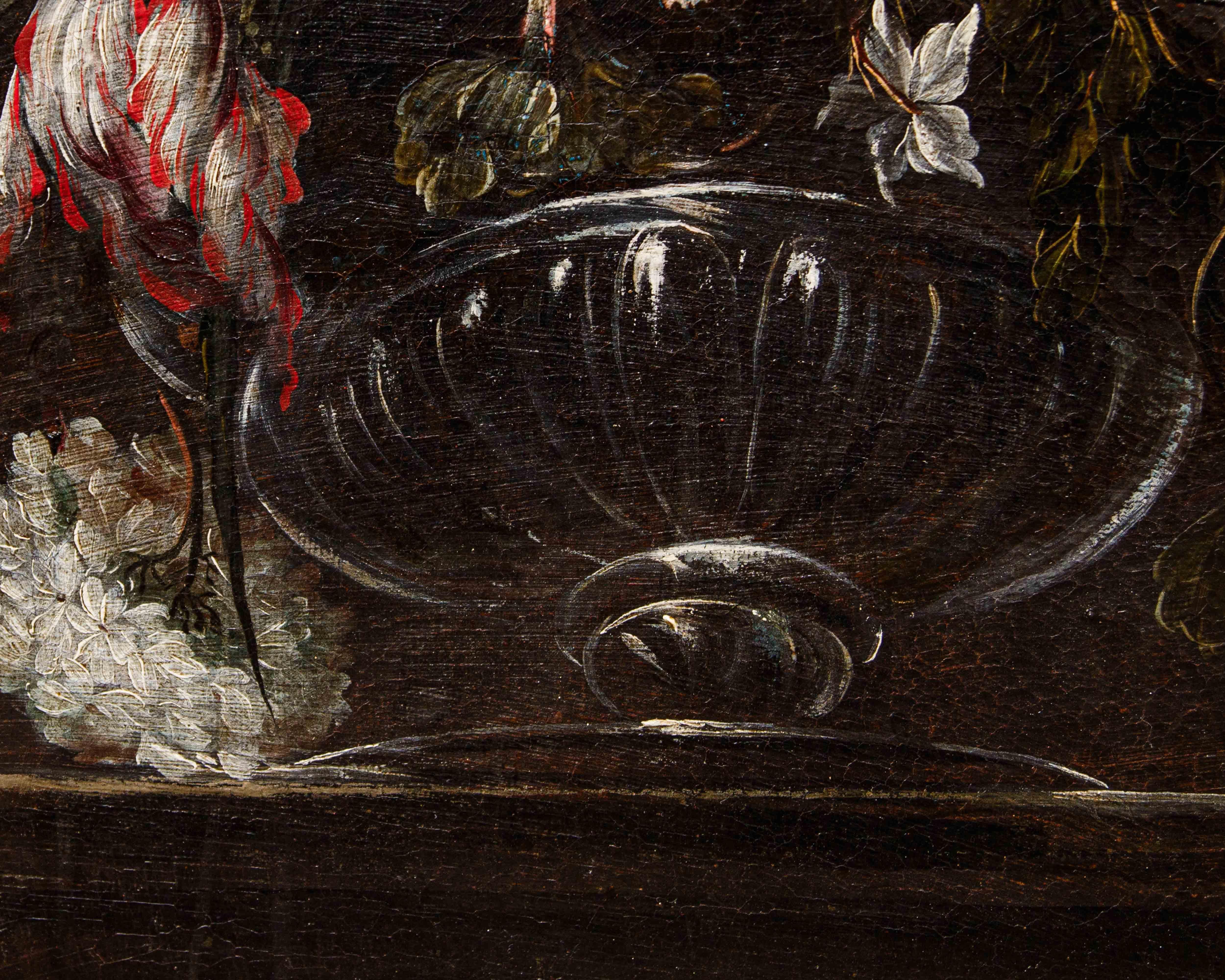 Scuola napoletana, XVIII secolo, Vaso di fiori su base in marmo in vendita 2