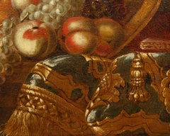 Roman school of the 18th century, Still life with flowers and fruit