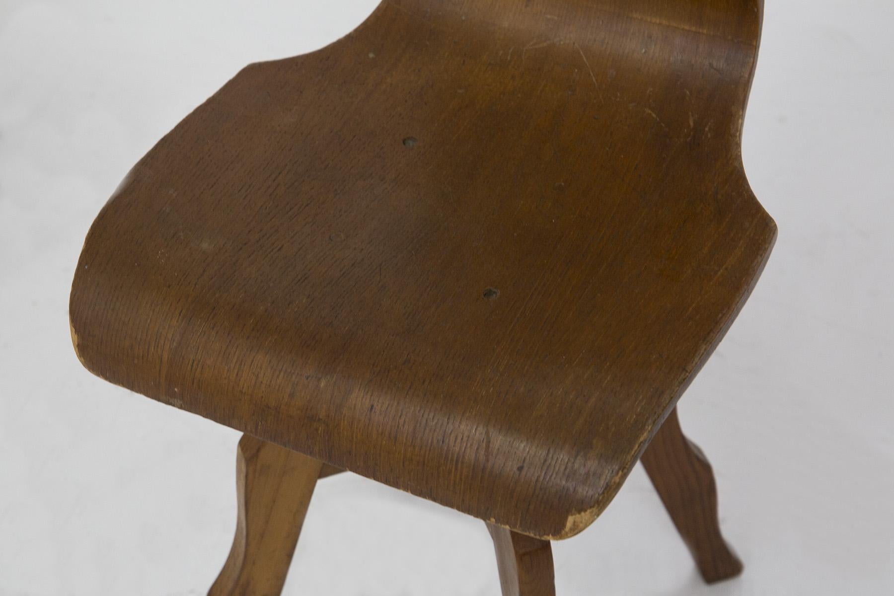 Scuola Torinese Rare Sinuous Chairs in Wood 1