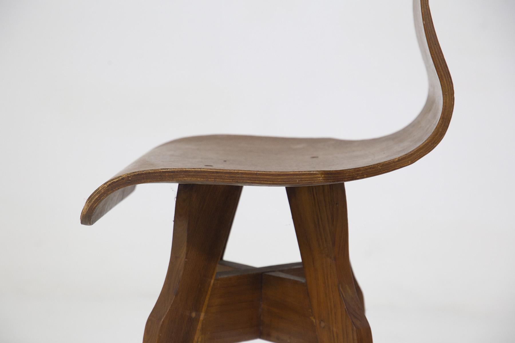 Scuola Torinese Rare Sinuous Chairs in Wood 2