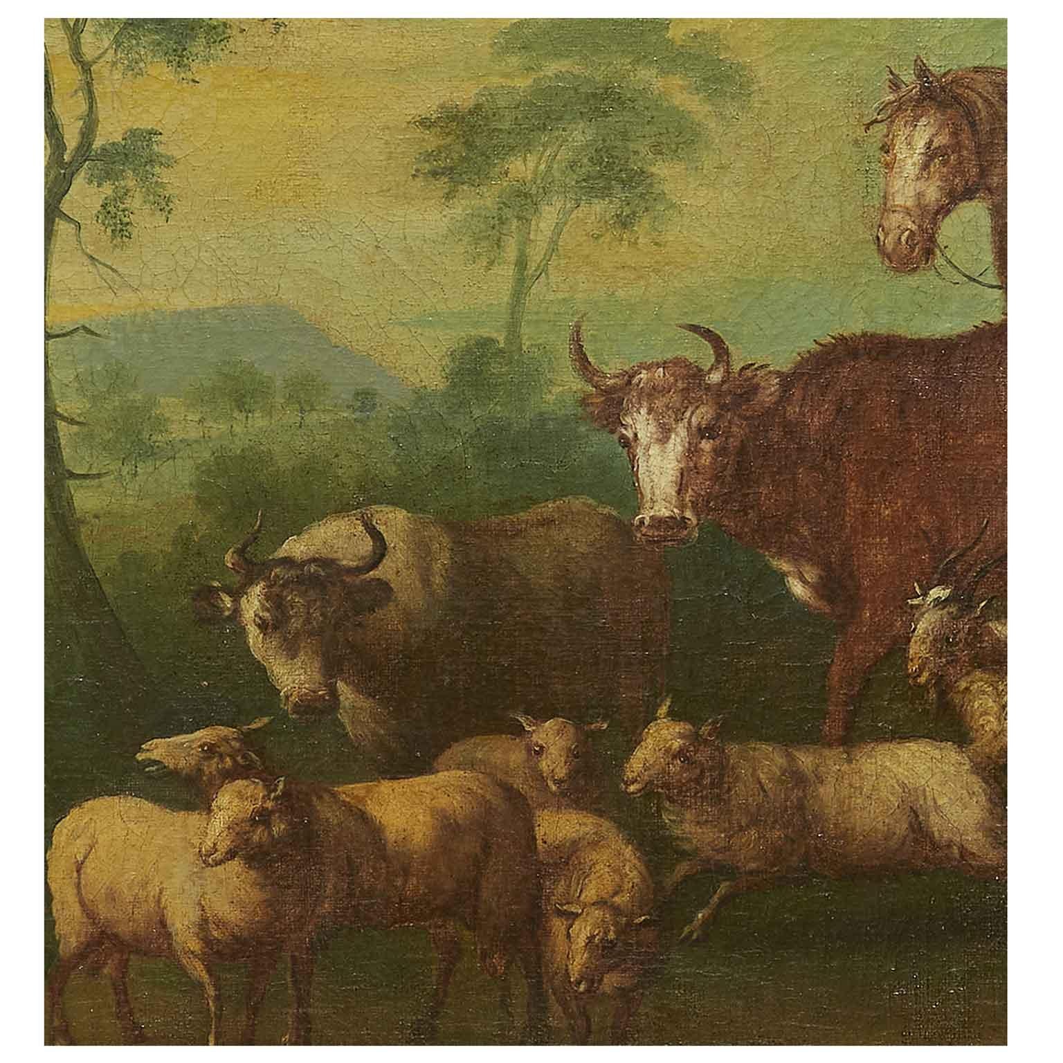 Paesaggio Con Figure E Animali Scena Rurale Fine 1800 Scuola Ungherese In Good Condition For Sale In Milan, IT