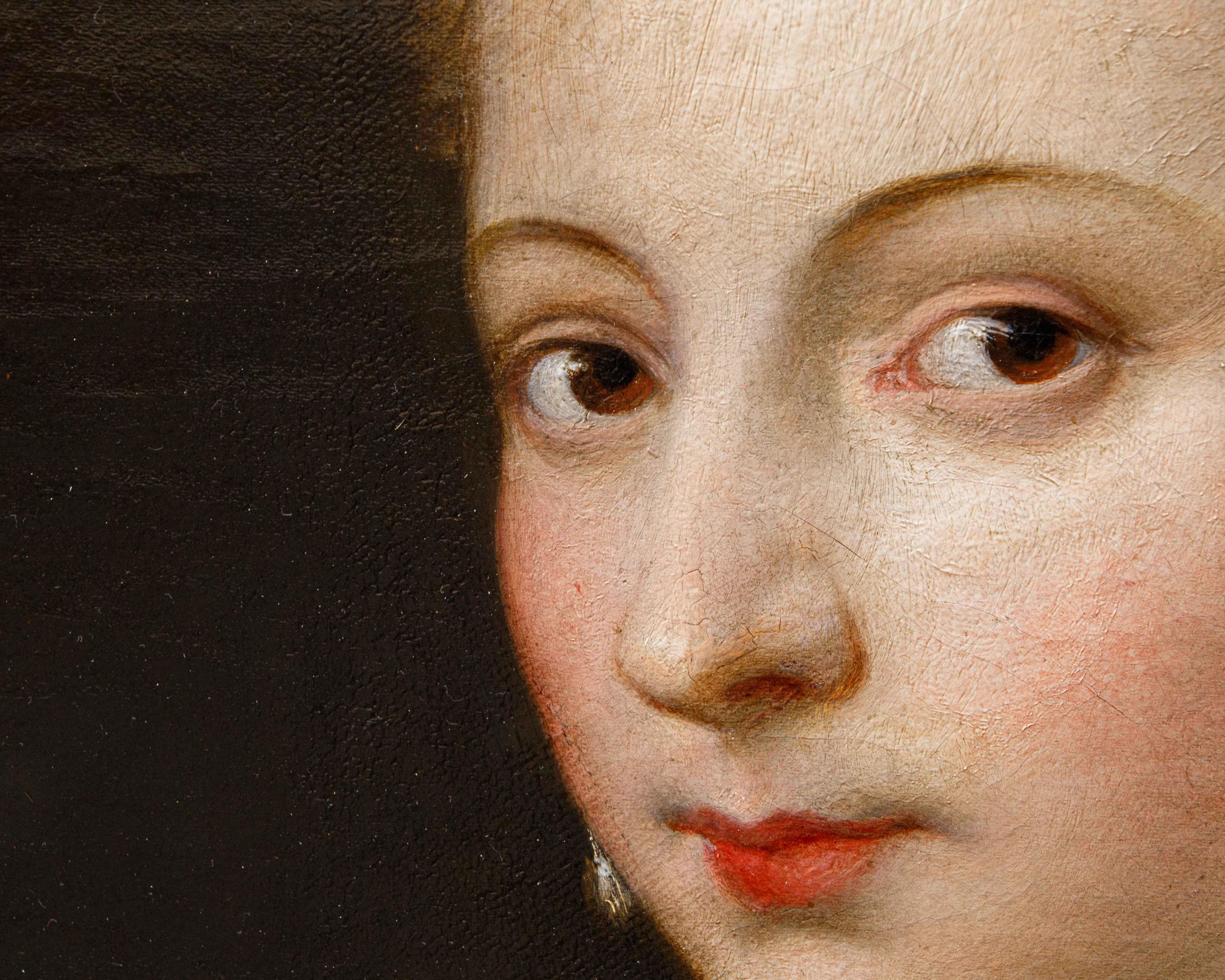 Scuola veneziana, XVIII secolo, Ritratto di gentildonna con ventaglio (Italian) im Angebot