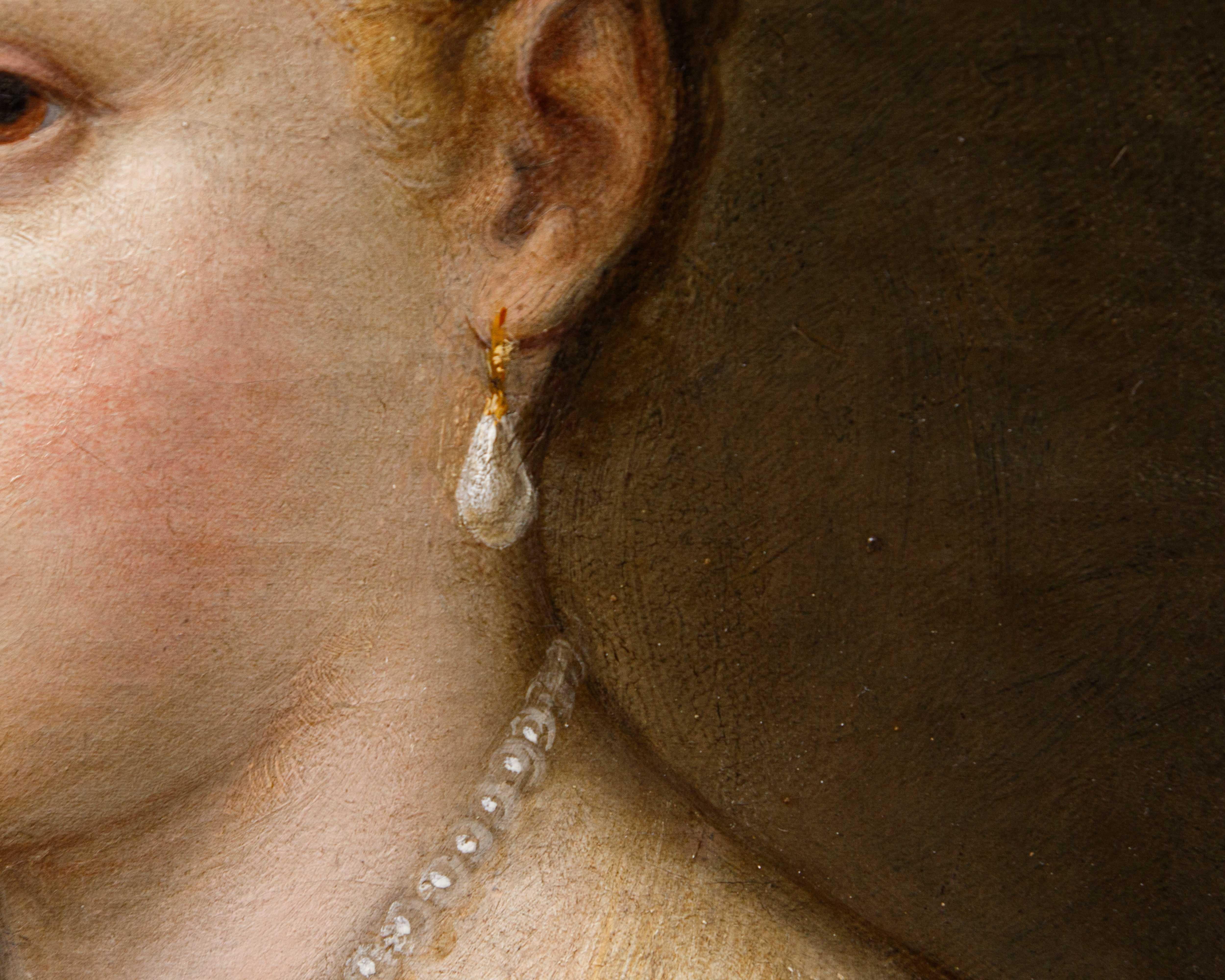 Scuola veneziana, XVIII secolo, Ritratto di gentildonna con ventaglio im Zustand „Gut“ im Angebot in Milan, IT