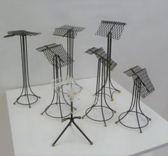 Sculptural Group of 7 Modern Black Wire Store Display Stands, 1930s-1940s