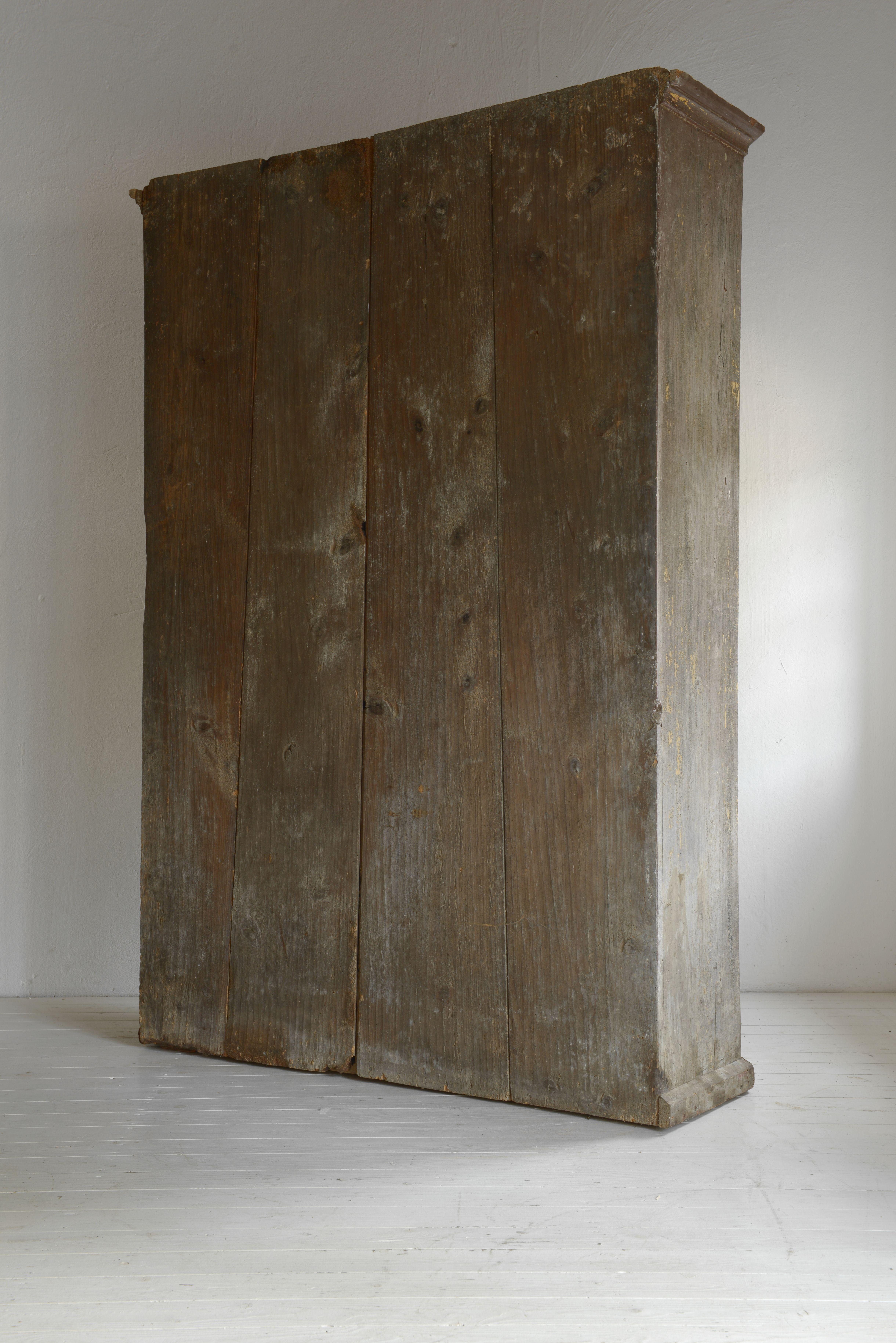 Baroque Scuptural 18th Century Swedish Large Armoire in Original Paint