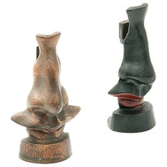 Scuptures in Iron with Bronze Patina after Salvator Dali, Mouth & Nose, Set of 2