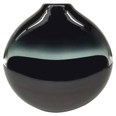 Scuro  Large Flat Round Vase, Hand Blown Glass - Made to Order