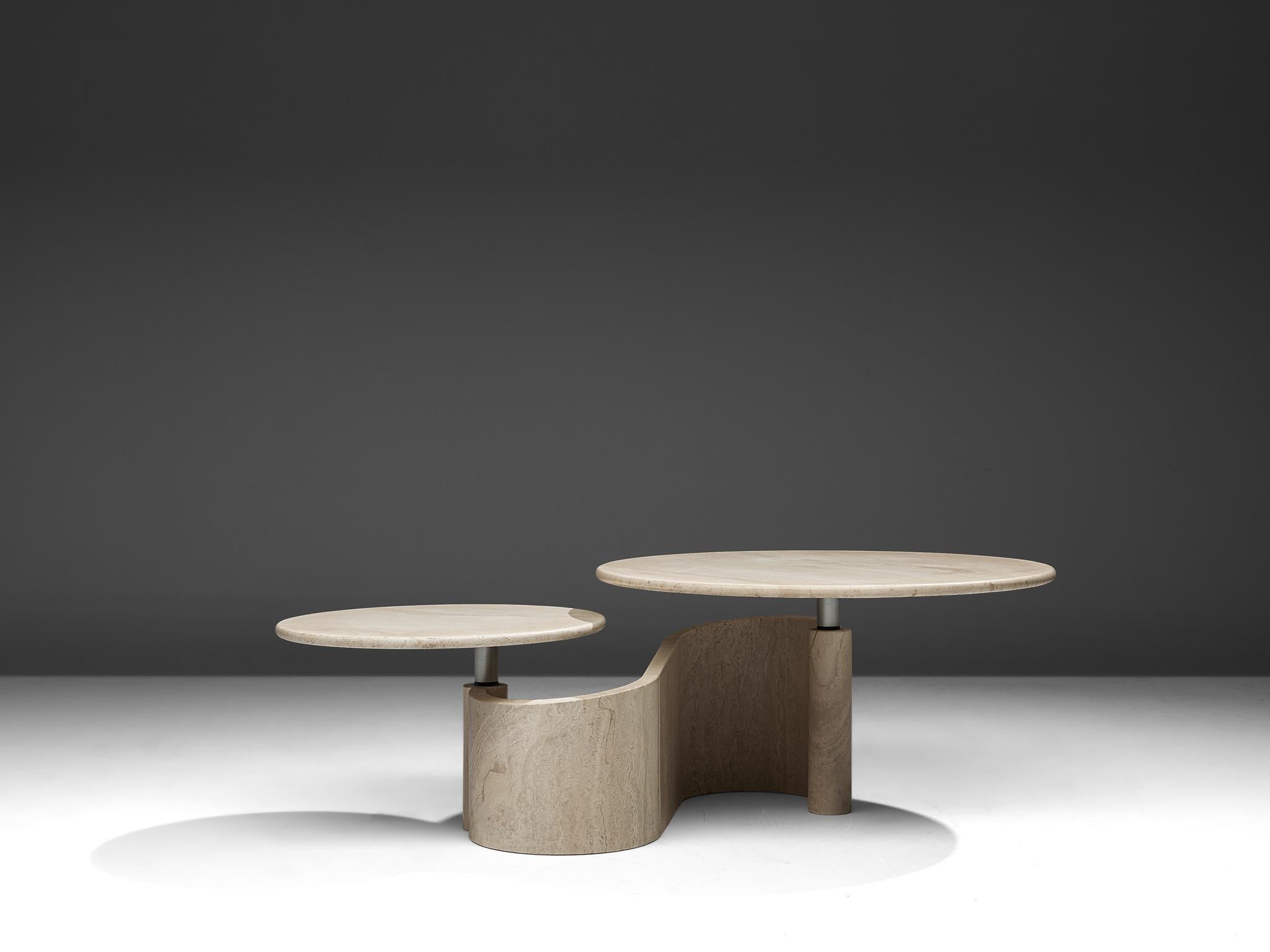 Post-Modern Sculptural Travertine Coffee Table