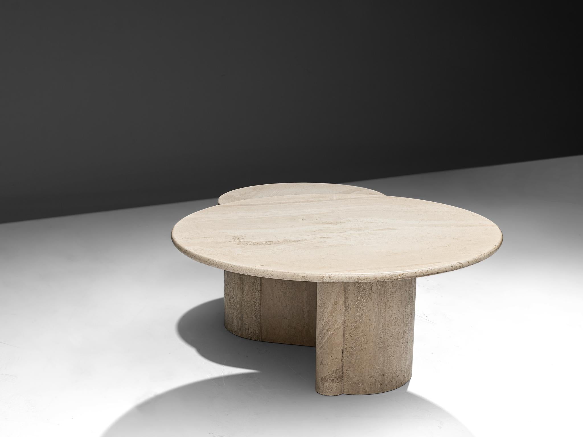 Late 20th Century Sculptural Travertine Coffee Table