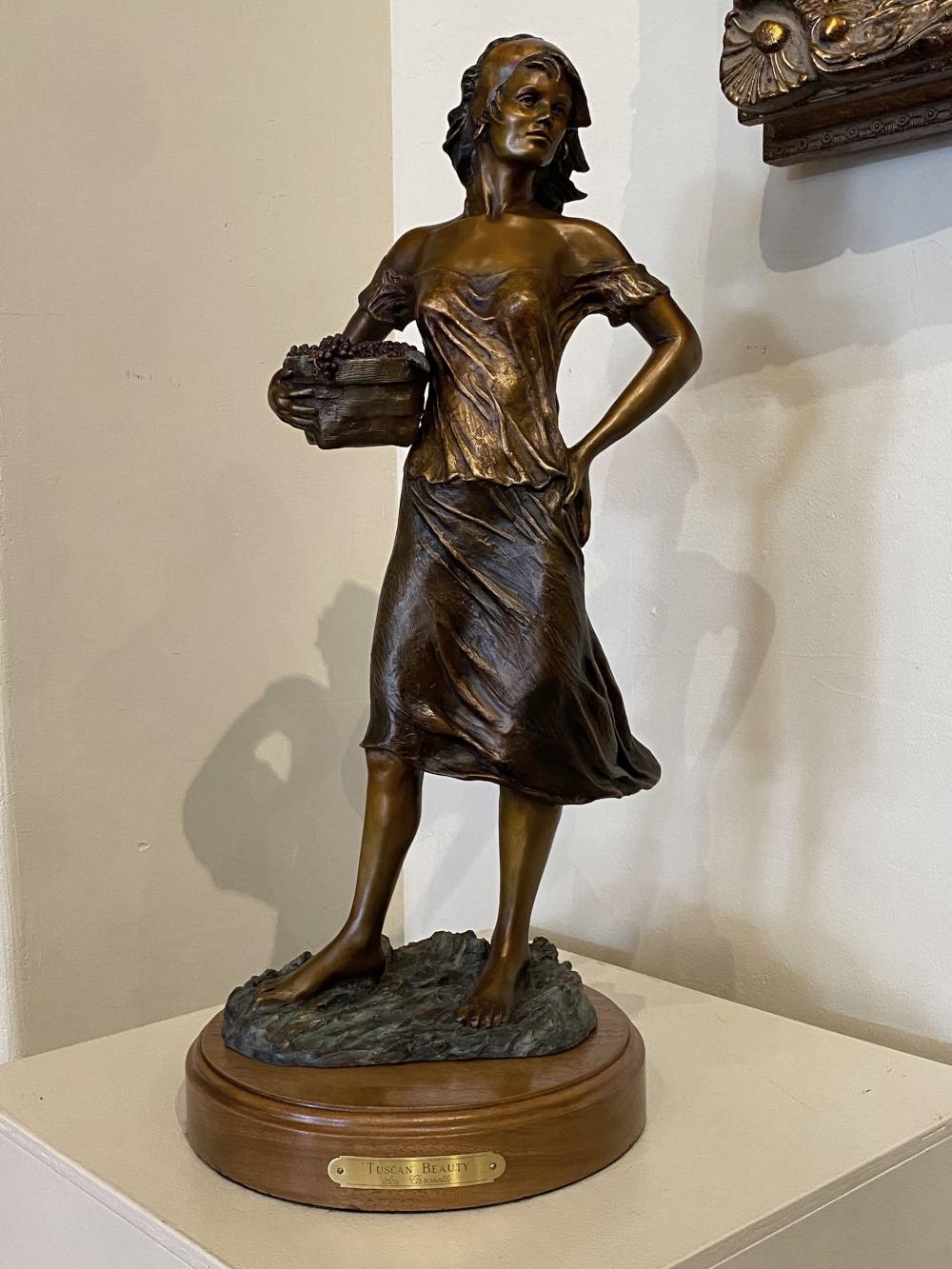 Scy Figurative Sculpture - "TUSCAN BEAUTY" FEMALE FIGURE WITH GRAPES WOMEN OF THE VINEYARD