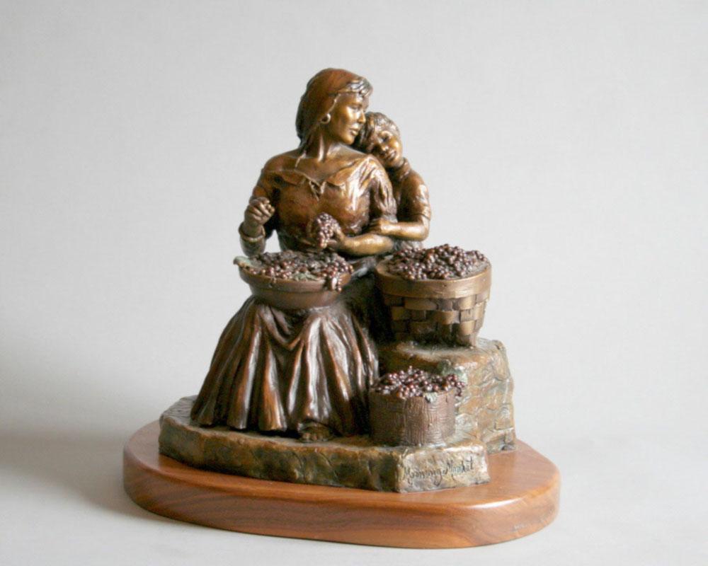 Scy Figurative Sculpture - "MORNING MARKET" WOMAN SITTING WITH CHILD
