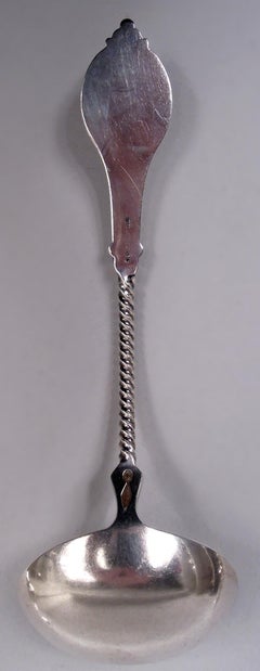 SD Brower Albany New York Medallion Coin Silver Sauce Ladle
