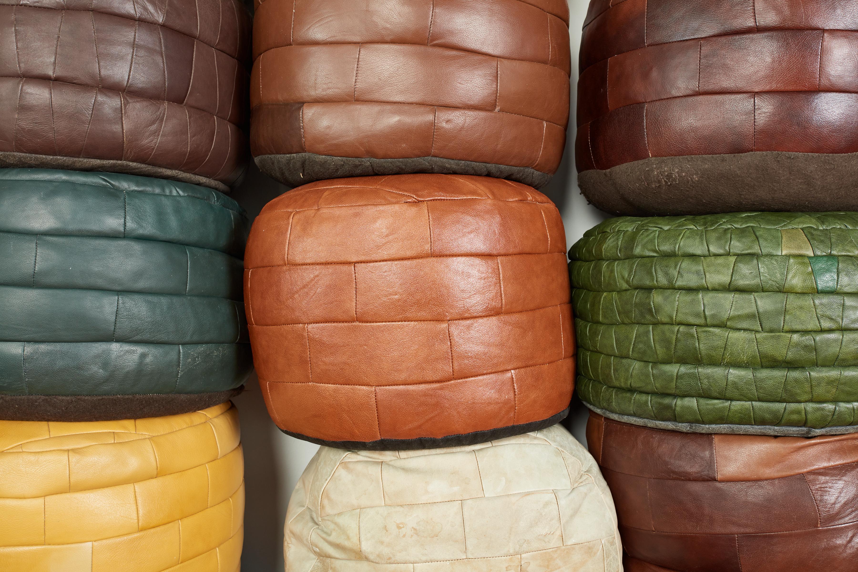 De Sede Leather Patchwork Ottomans For Sale 4