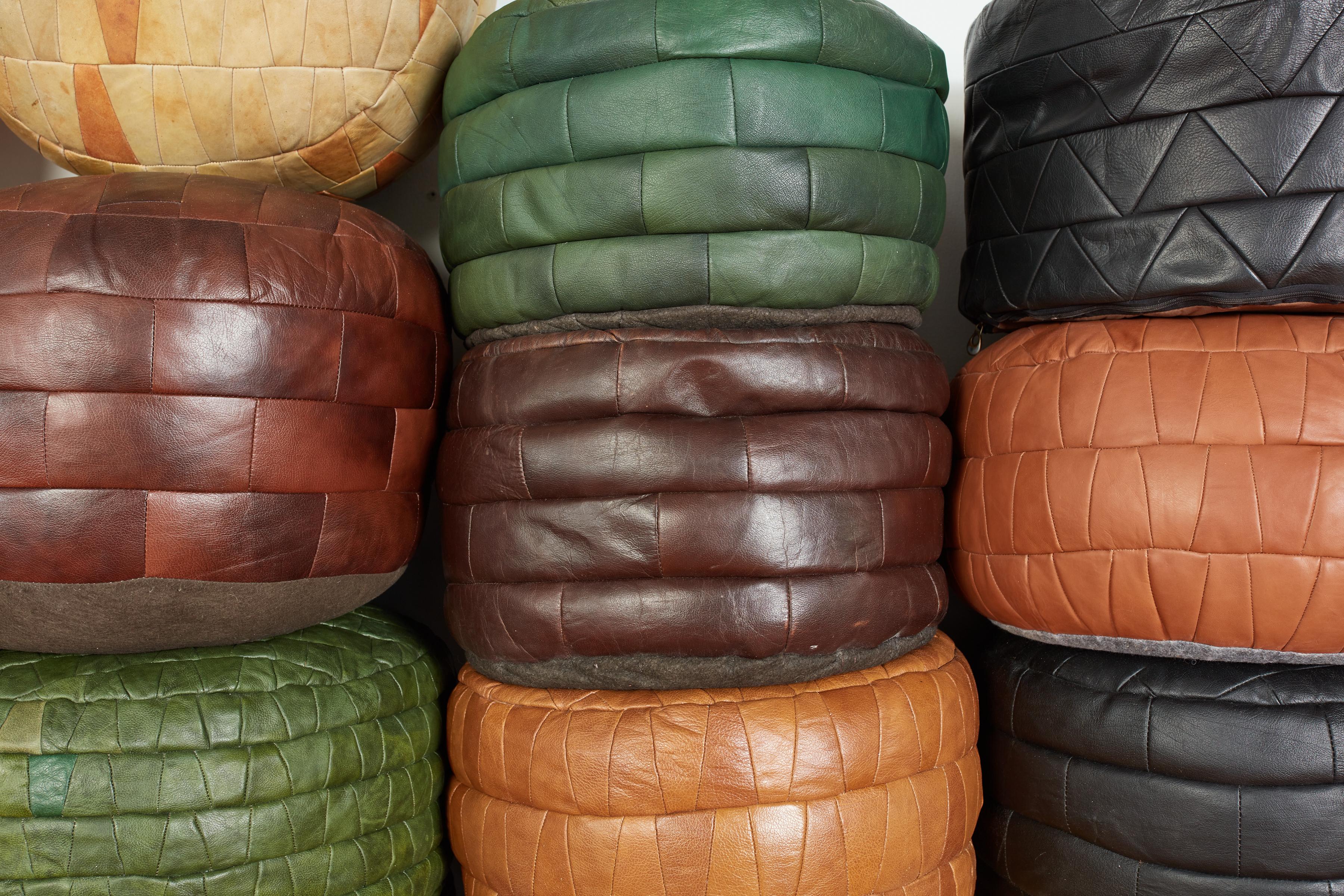De Sede Leather Patchwork Ottomans For Sale 5