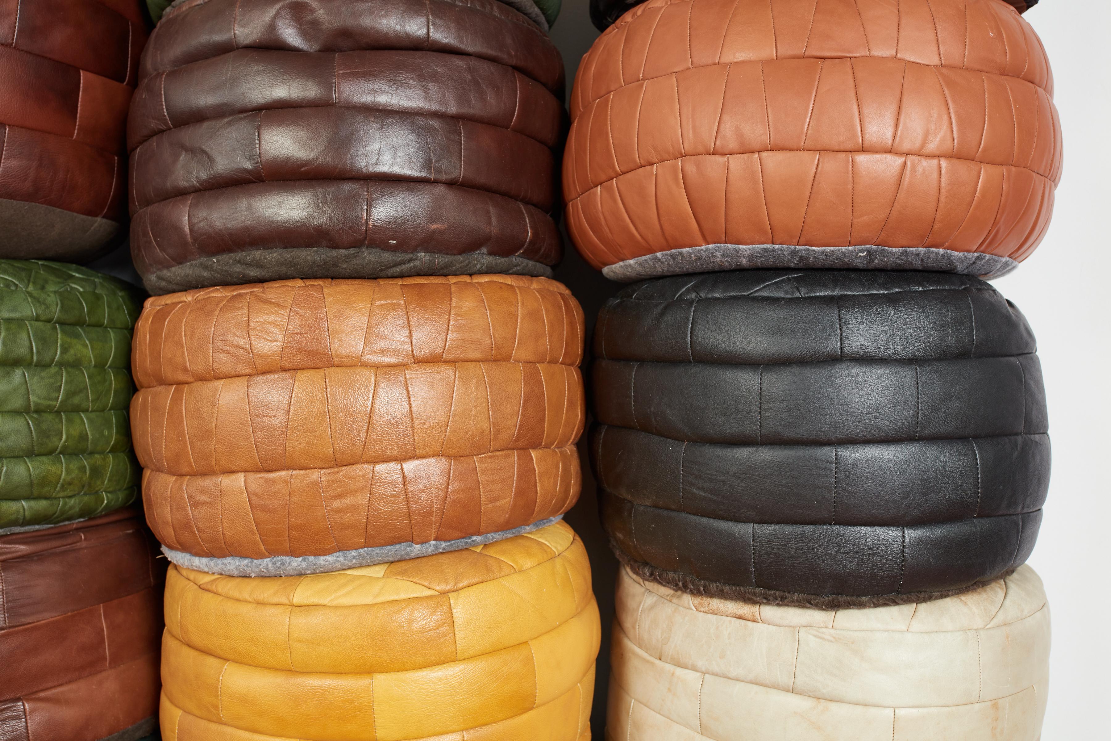 De Sede Leather Patchwork Ottomans For Sale 6