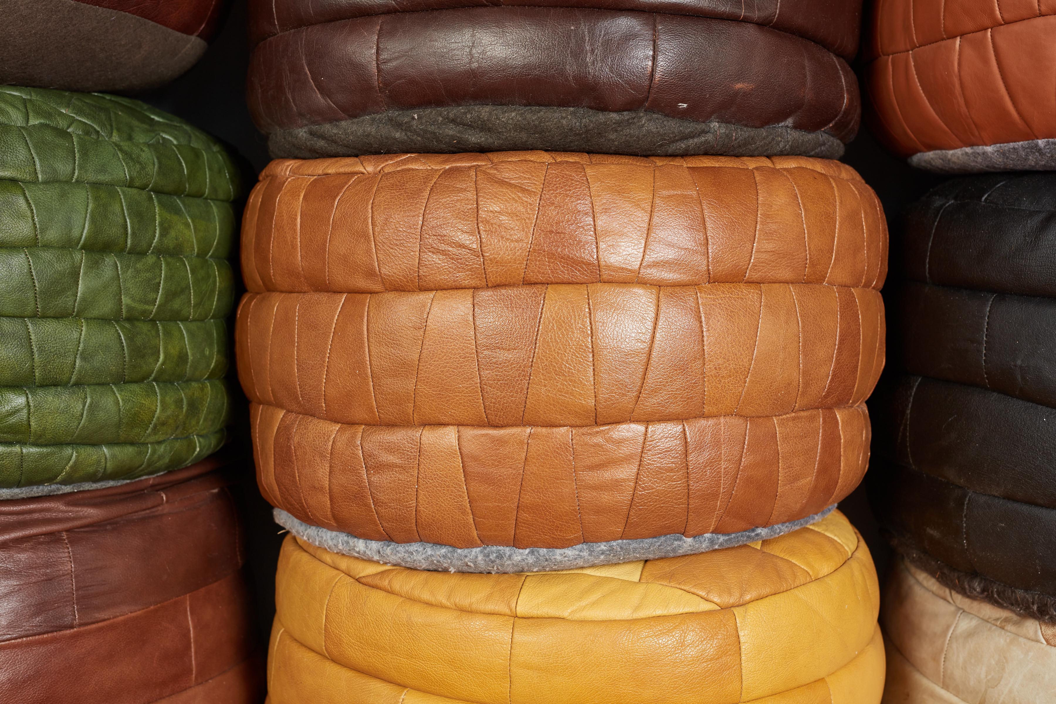 De Sede Leather Patchwork Ottomans For Sale 8