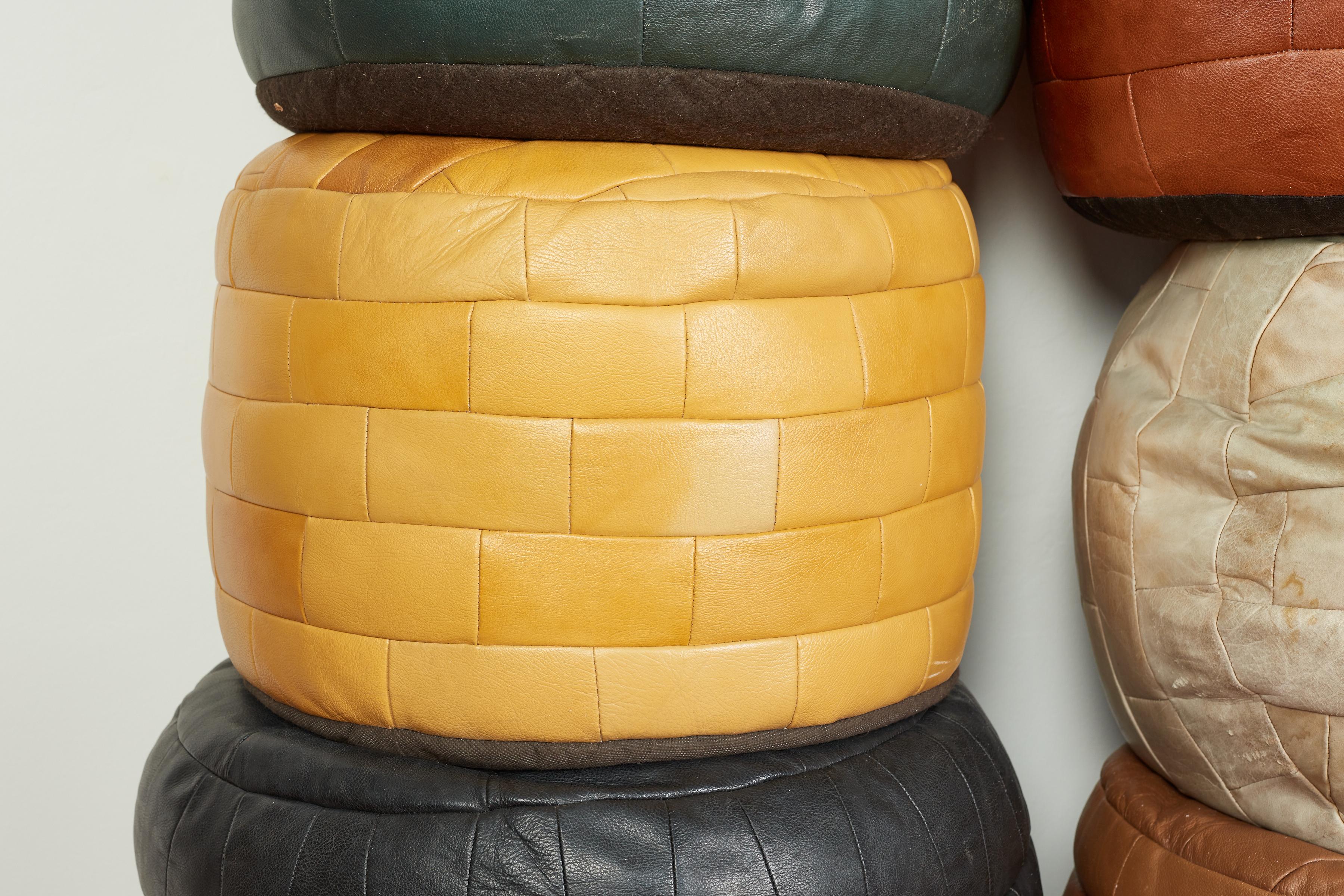 De Sede Leather Patchwork Ottomans For Sale 11