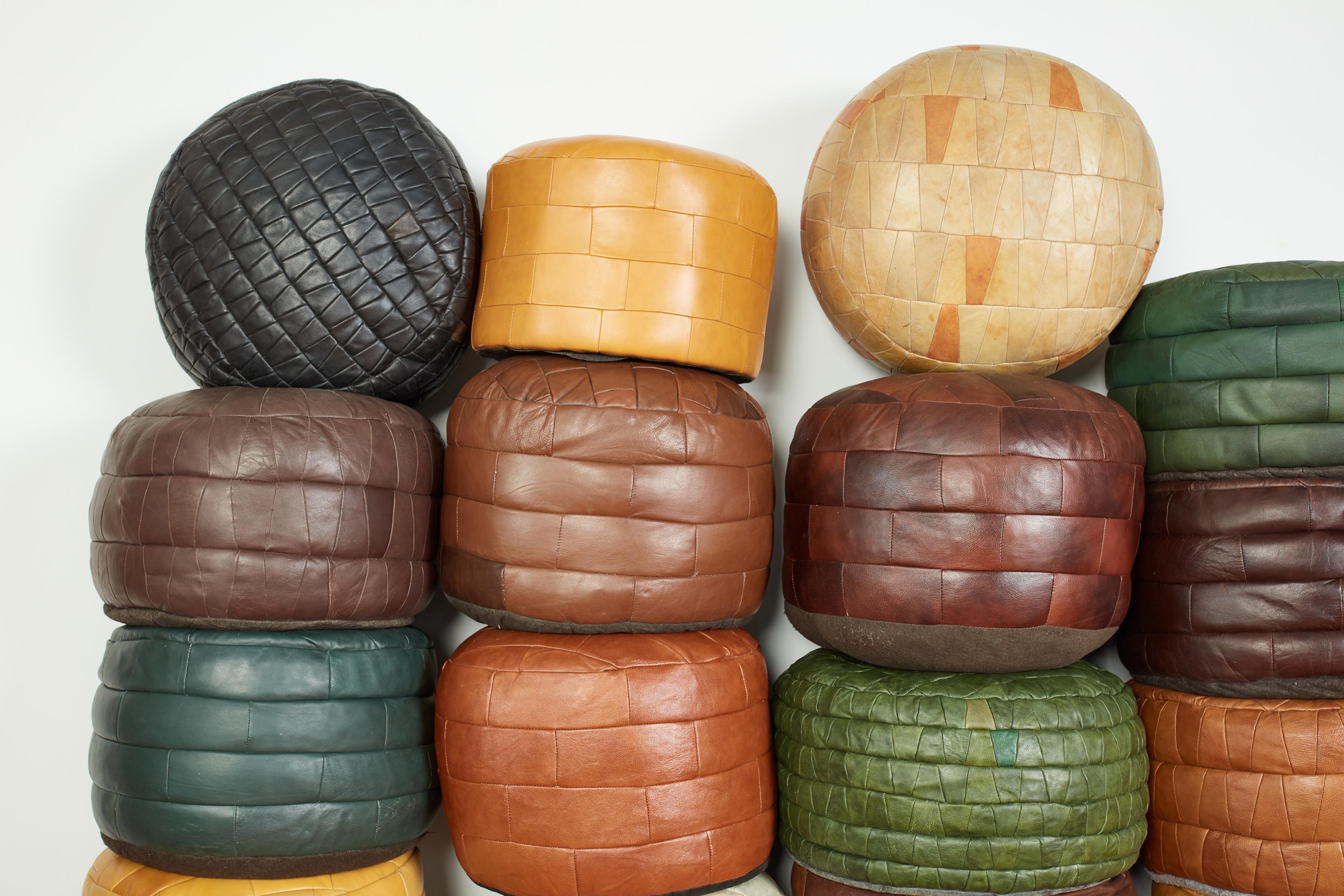 De Sede Leather Patchwork Ottomans In Good Condition For Sale In Beverly Hills, CA