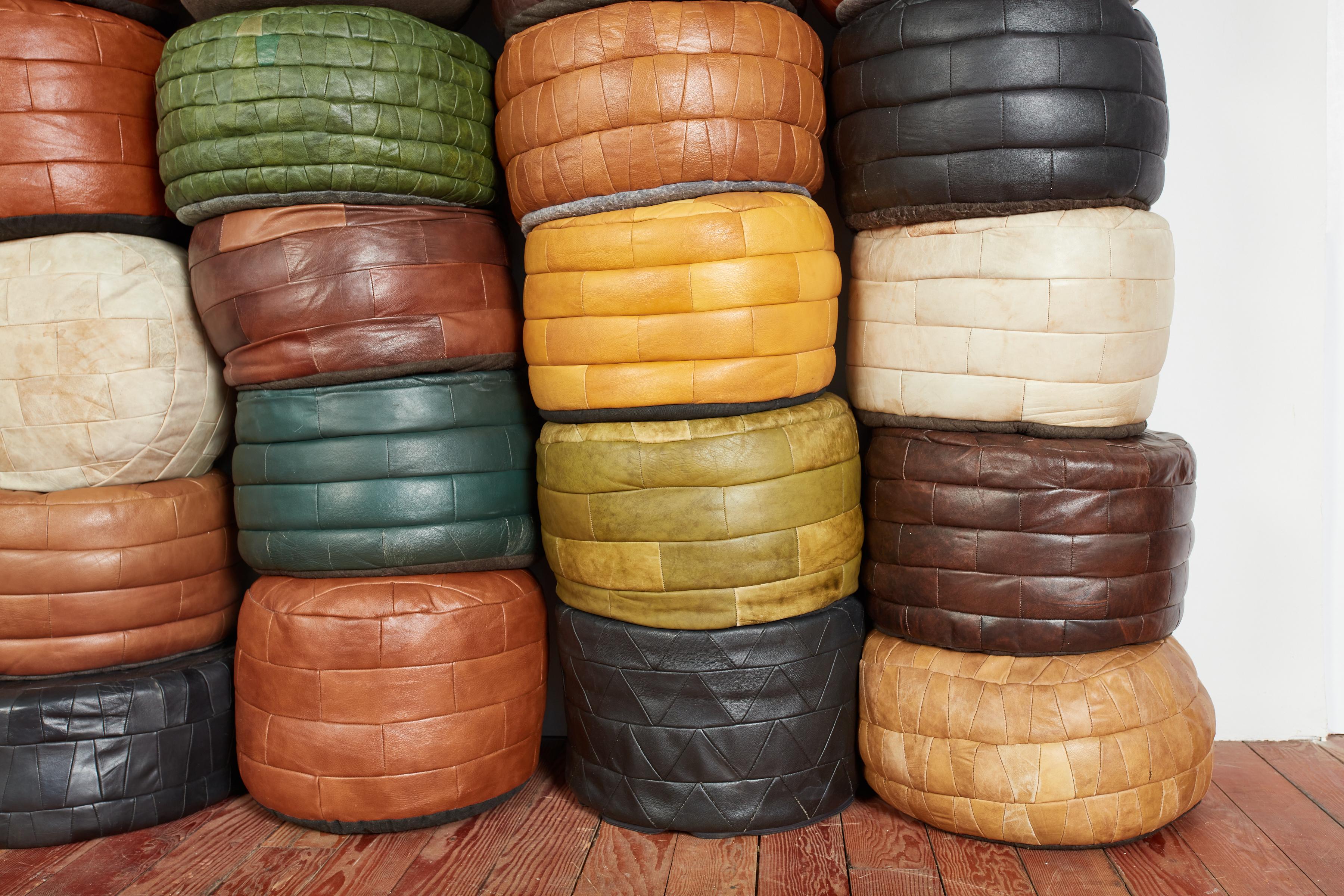 De Sede Leather Patchwork Ottomans For Sale 1