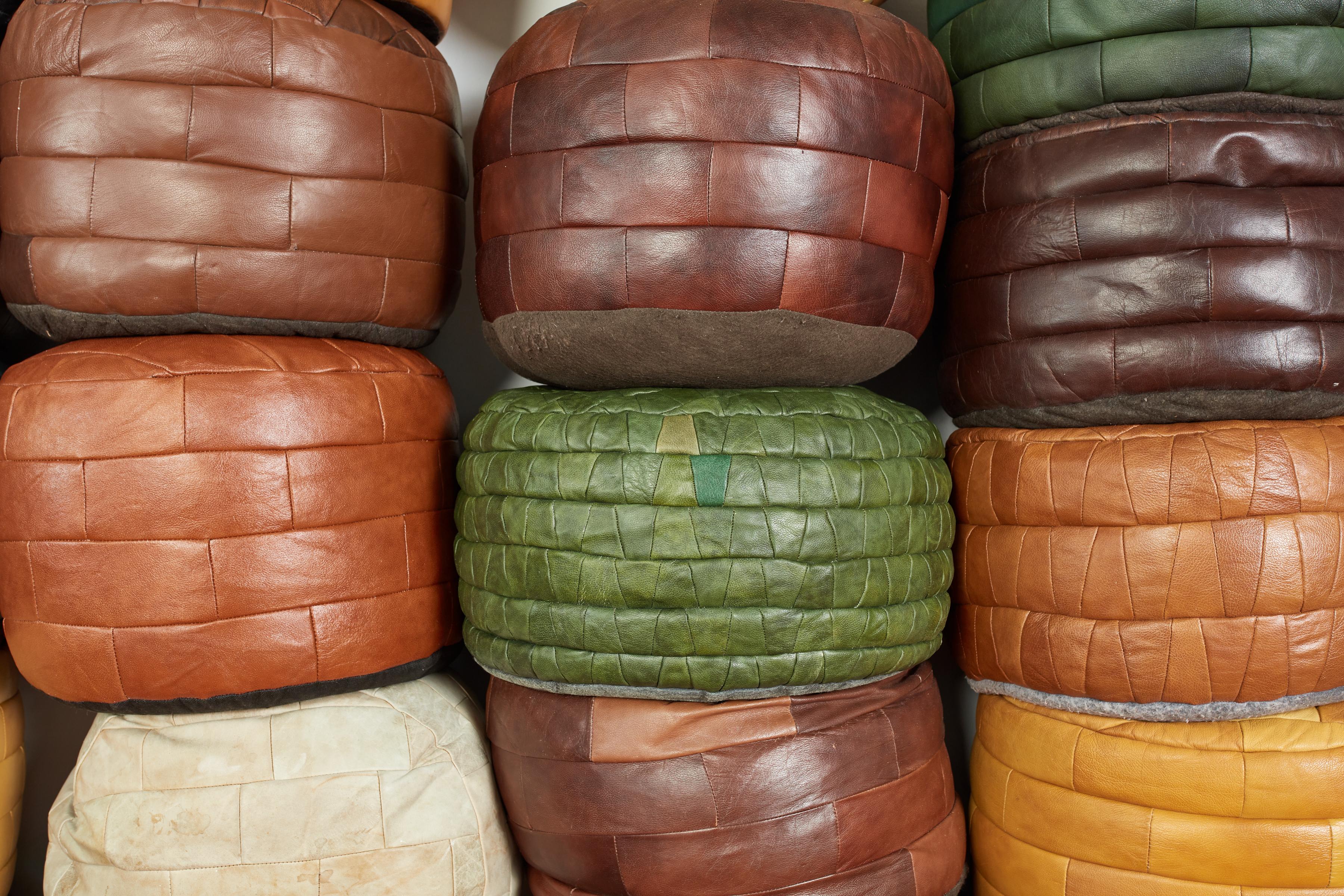 De Sede Leather Patchwork Ottomans For Sale 3