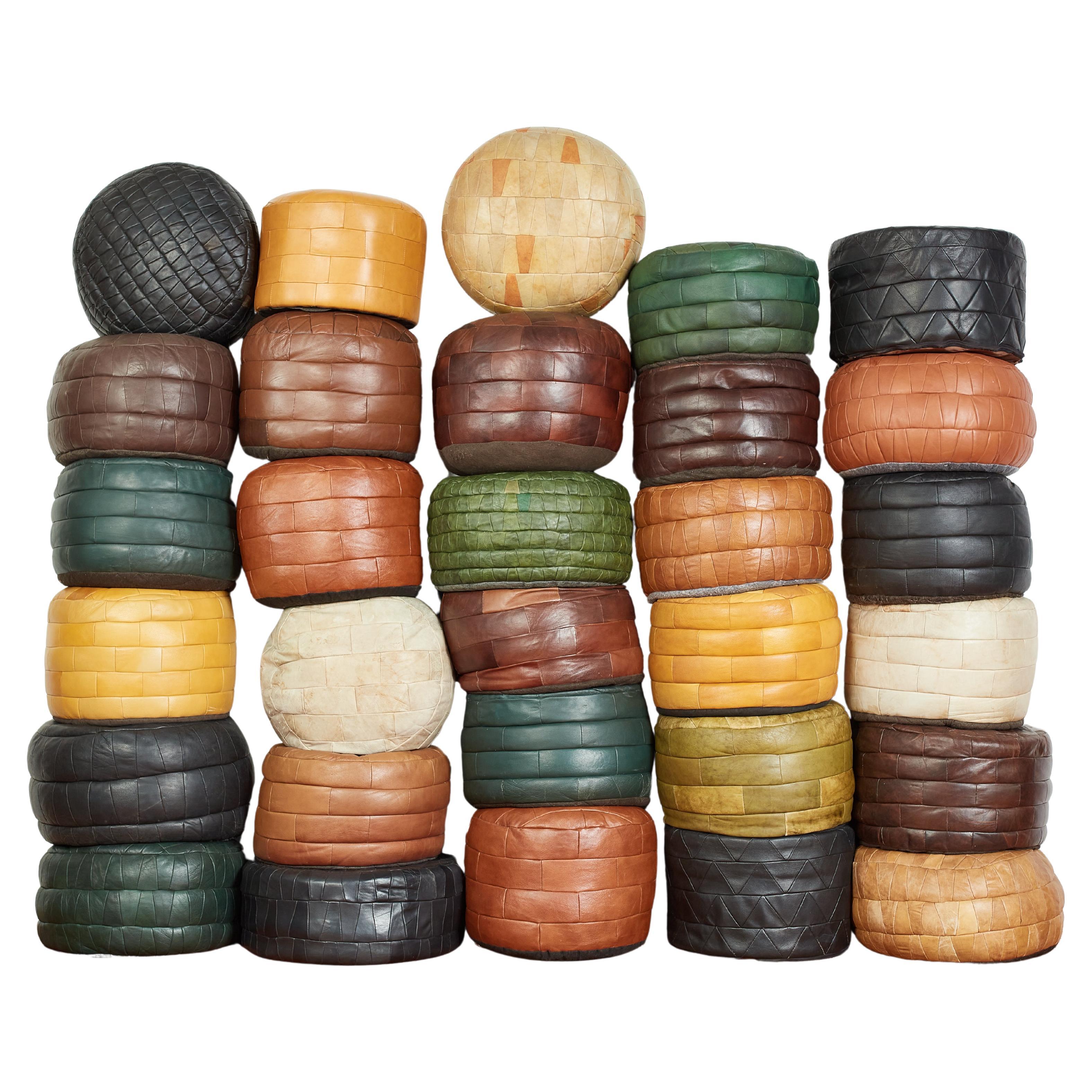 De Sede Leather Patchwork Ottomans For Sale