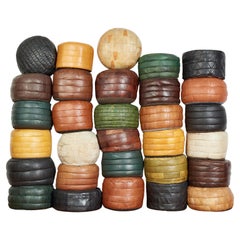 Retro De Sede Leather Patchwork Ottomans