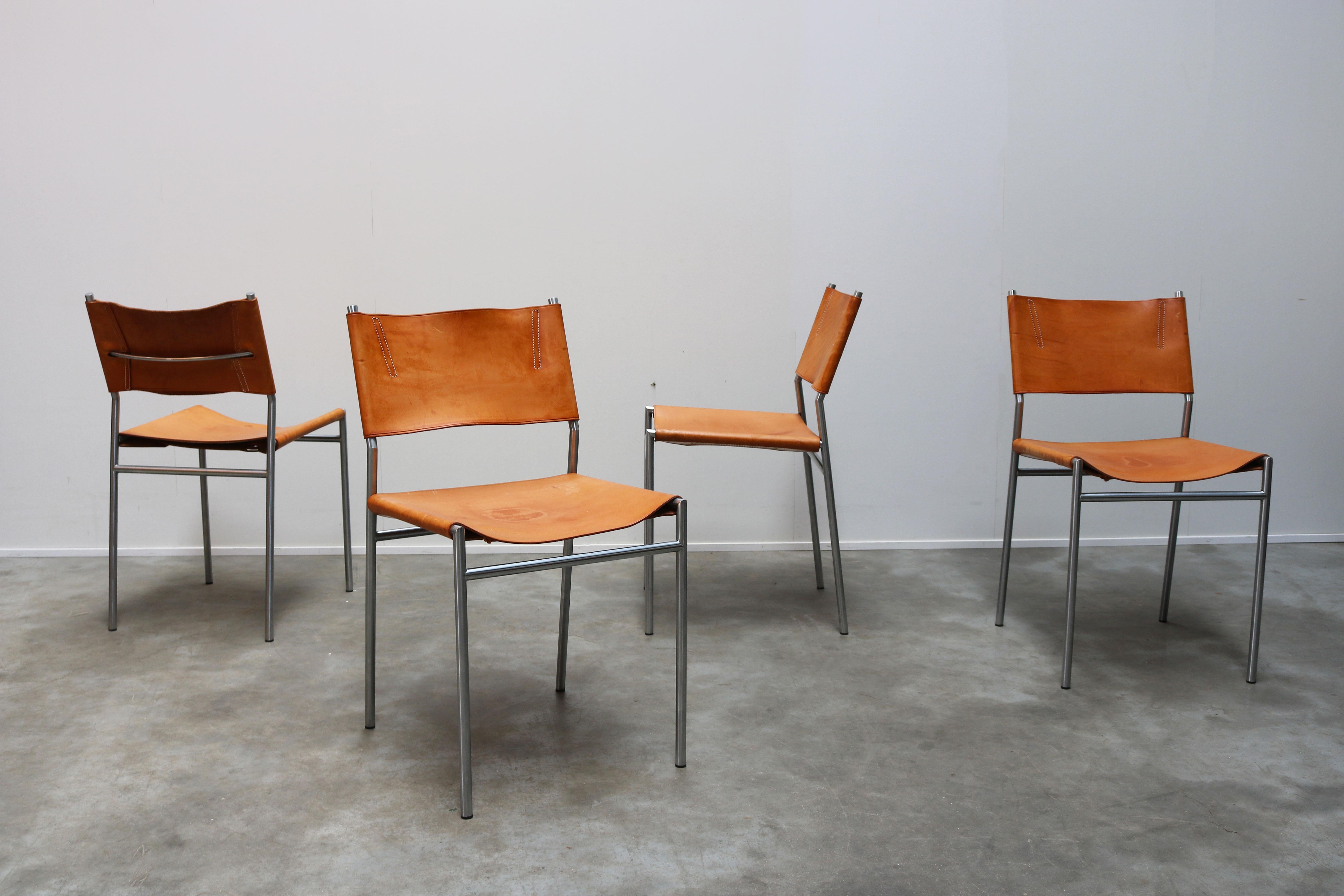 Se06 Chairs by Martin Visser for 'T Spectrum, 1962 Chrome, Gocnac Leather 'b' 4